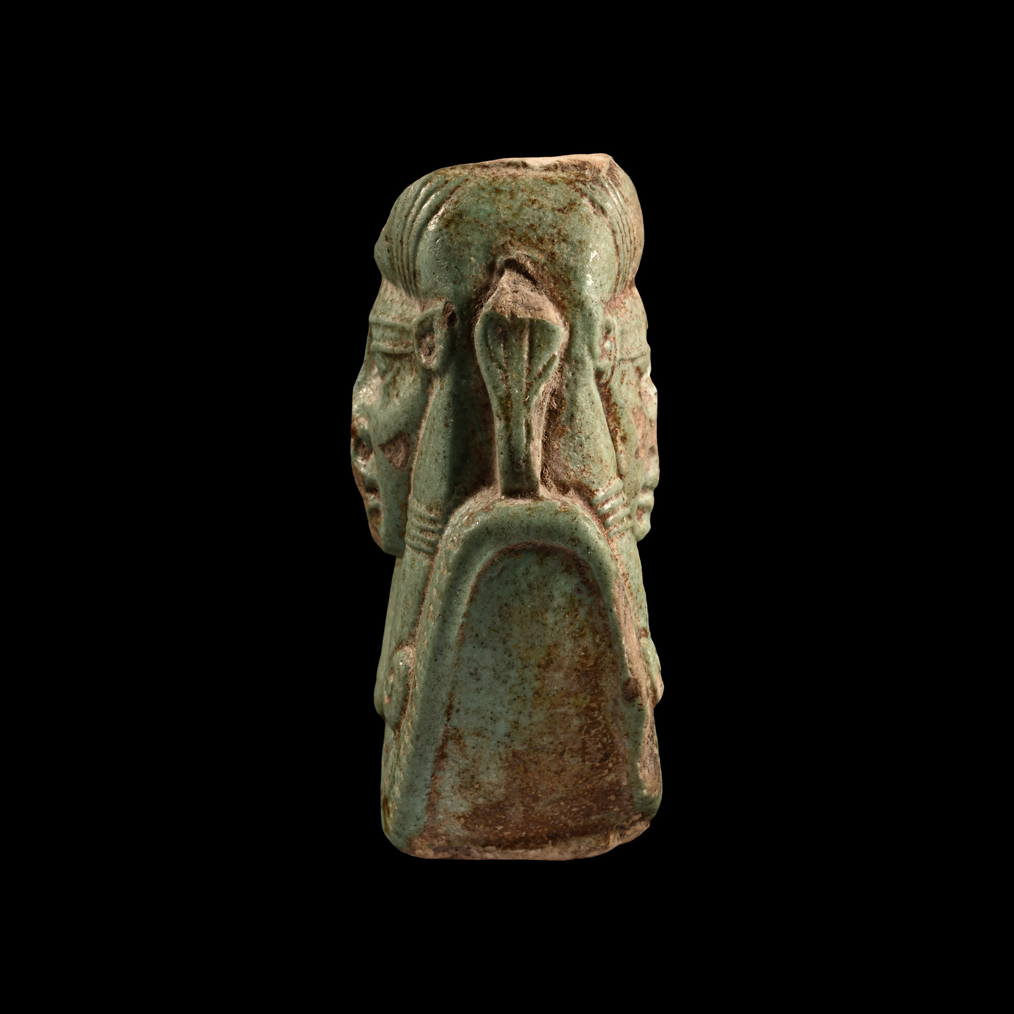 Egyptian Faience Sistrum Fragment with Hathor Head