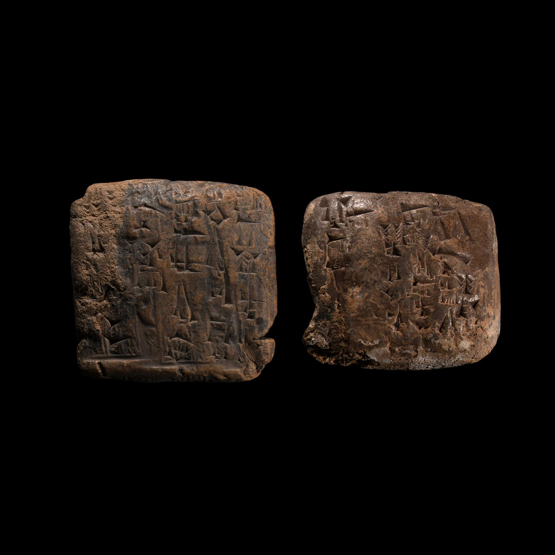 Mesopotamian Cuneiform Tablet Group with Administrative Tablet and a King Šu-Sin Tax Text