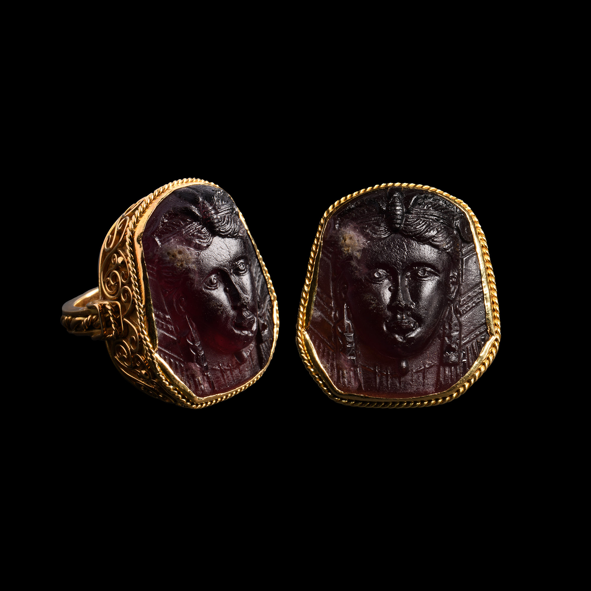 Gold Ring with Cameo of a Goddess