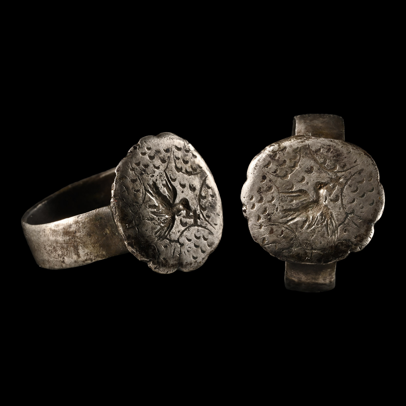 Medieval Silver Ring with Bird