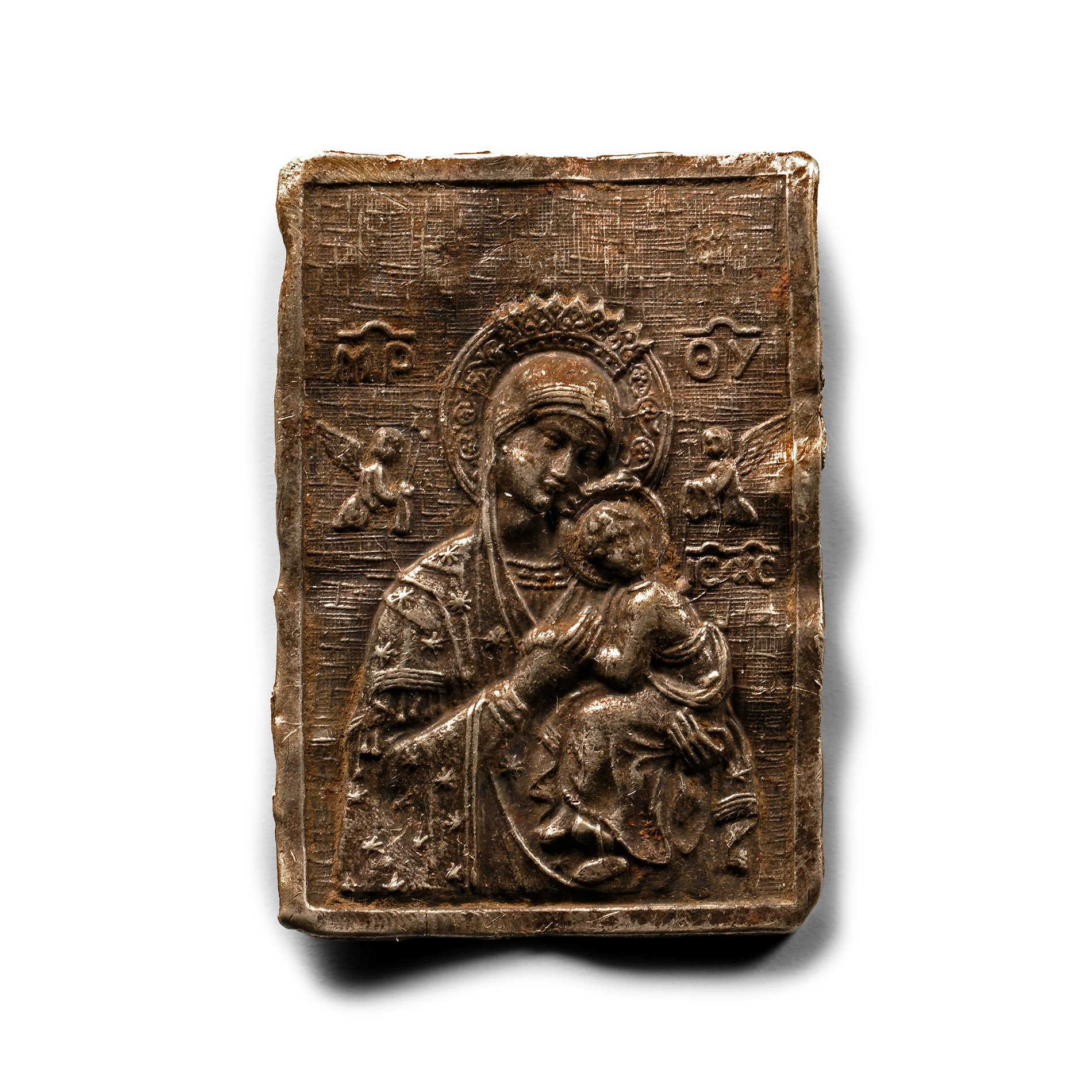 Silver Bookplate with Mary and Child
