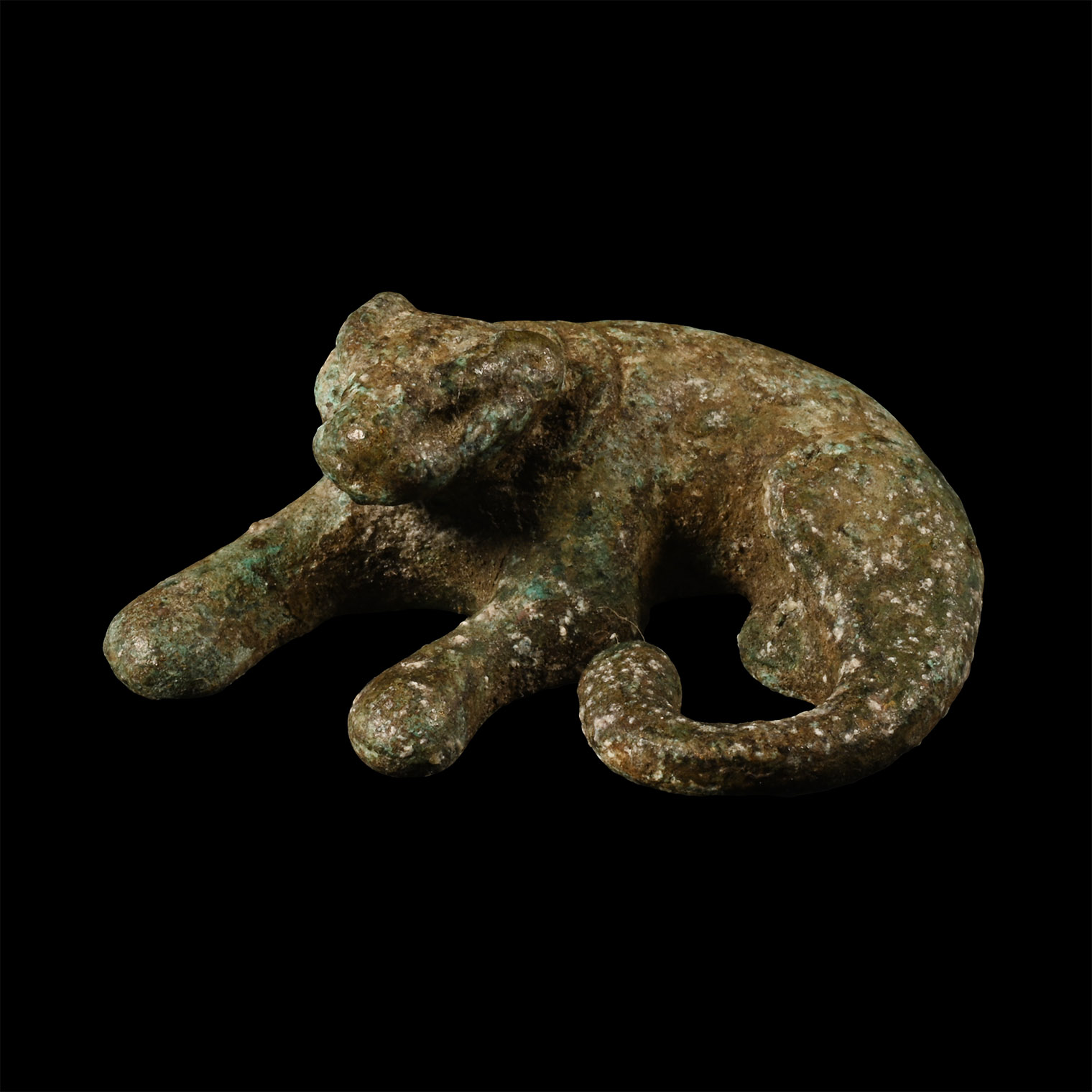Roman Bronze Laying Panther Statuette