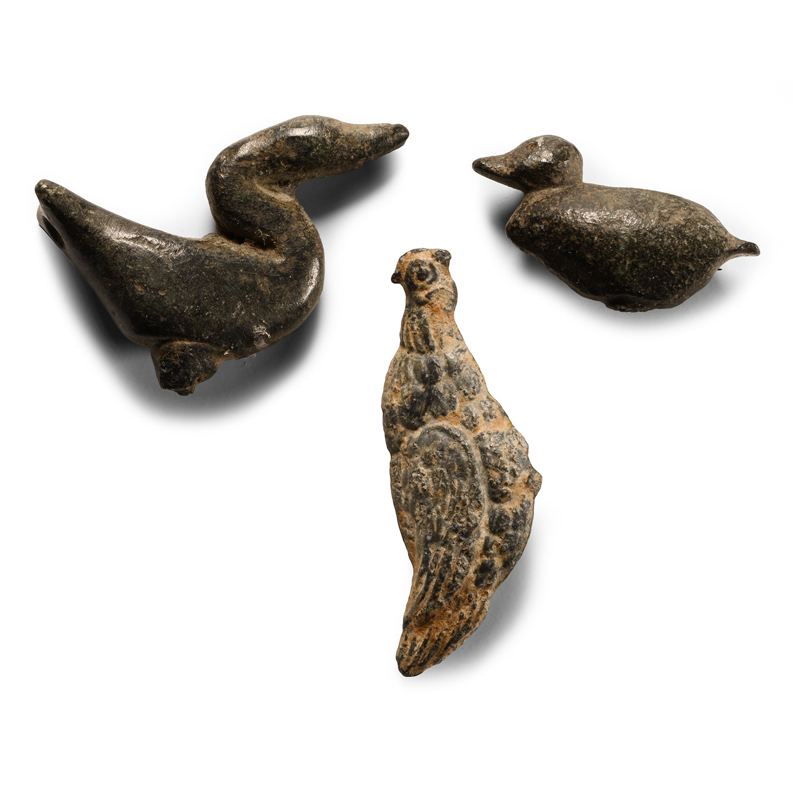 Roman Bronze Bird Statuette Group