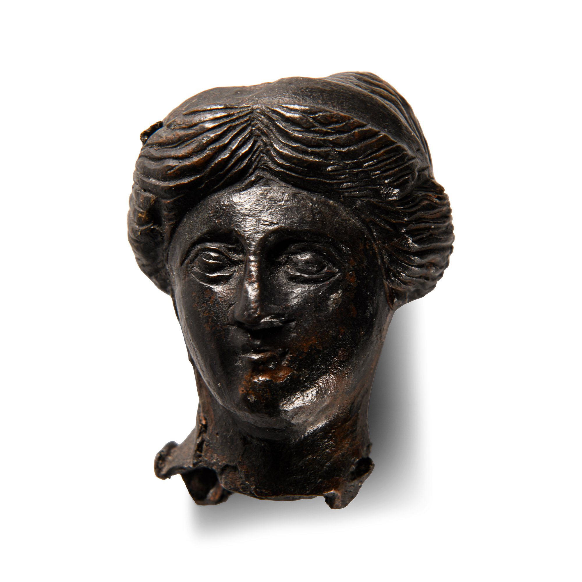 Roman Bronze Head of a Goddess