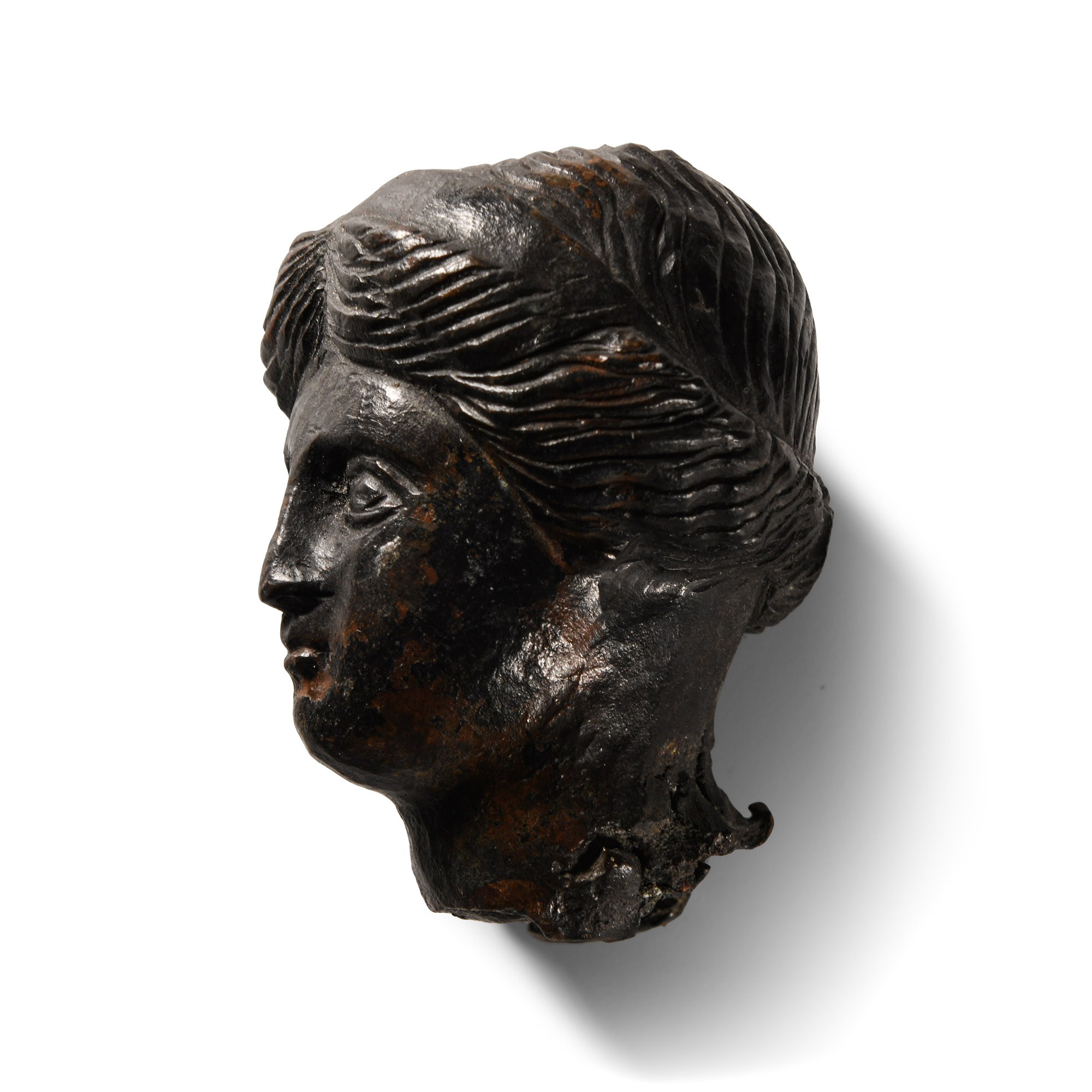 Roman Bronze Head of a Goddess