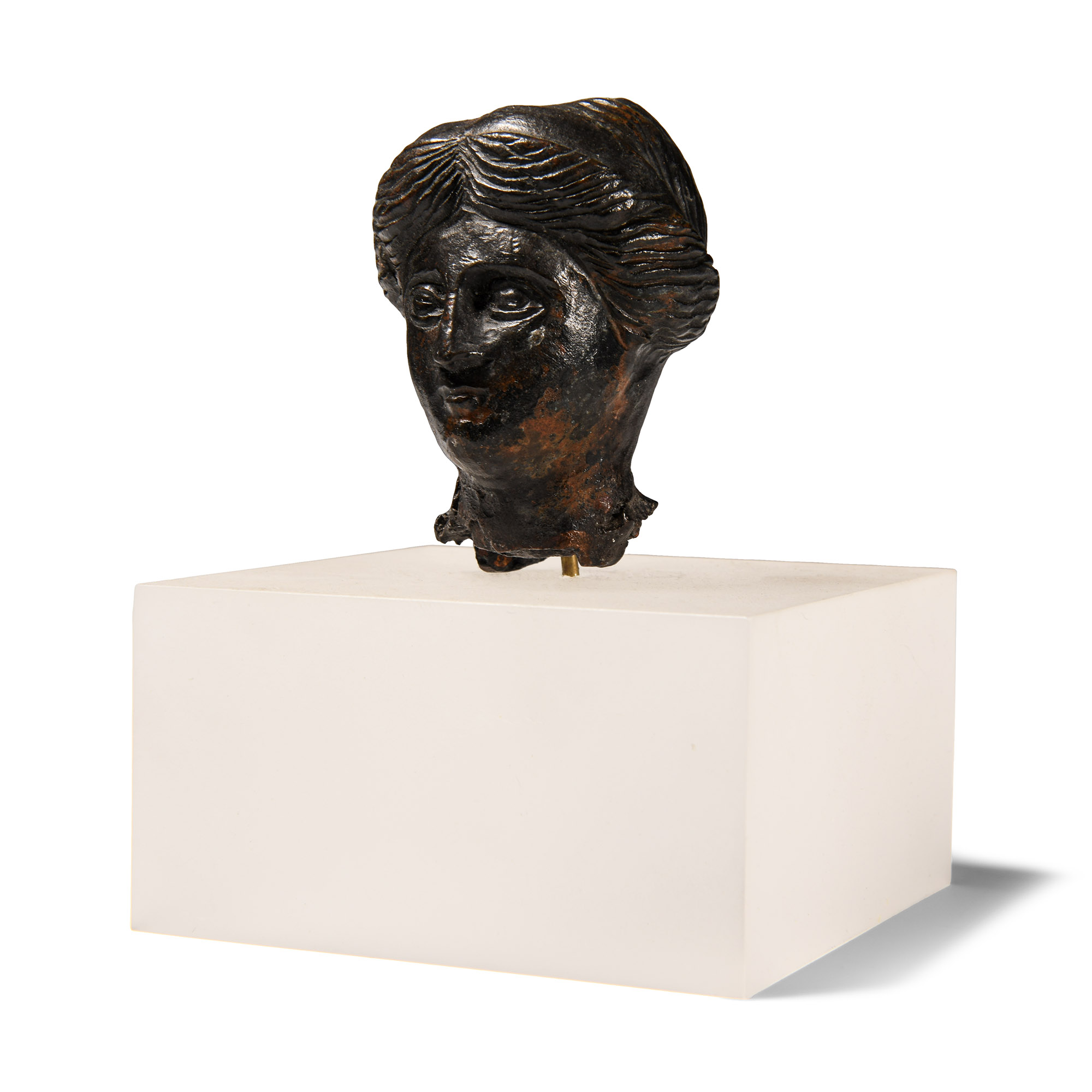 Roman Bronze Head of a Goddess