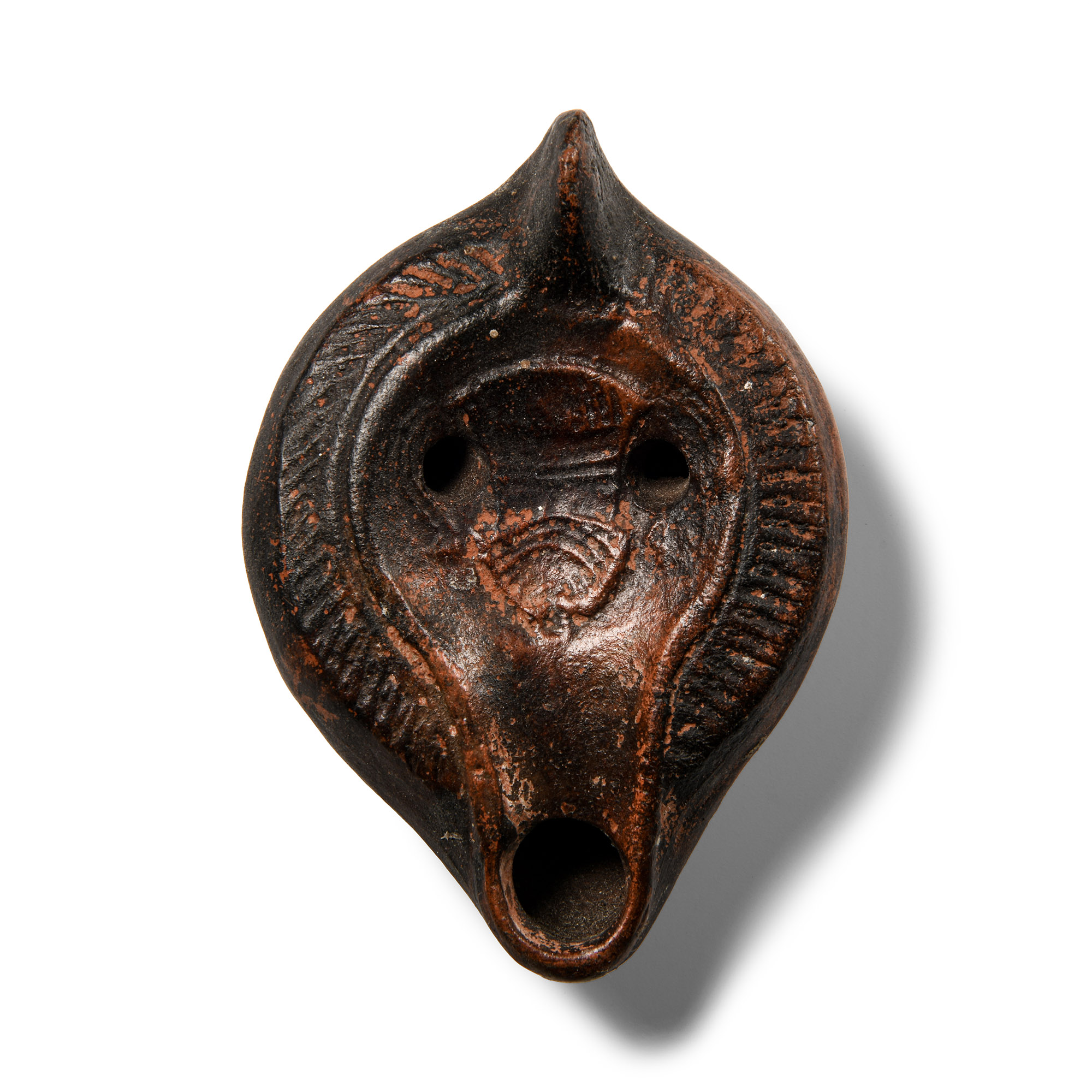 Roman Redware Oil Lamp with Amphora