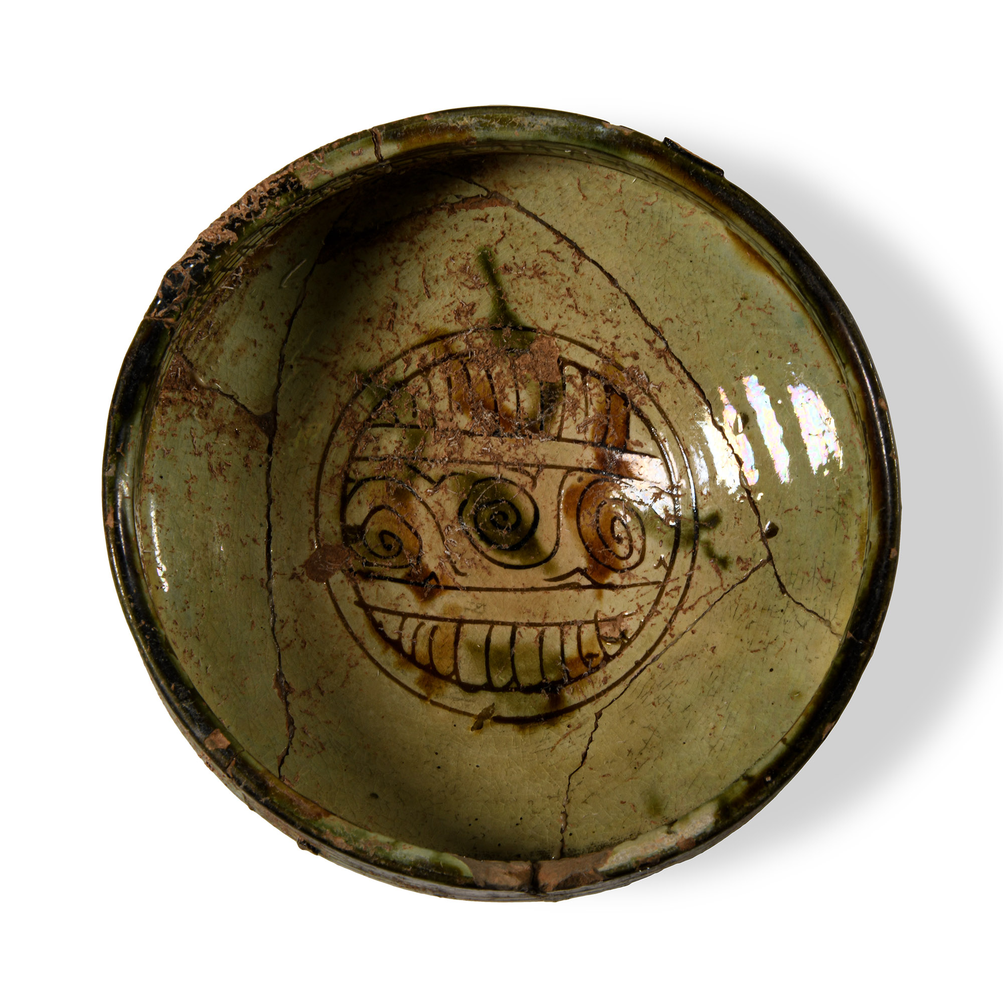 Byzantine Green-Glazed Sgraffito Footed Bowl