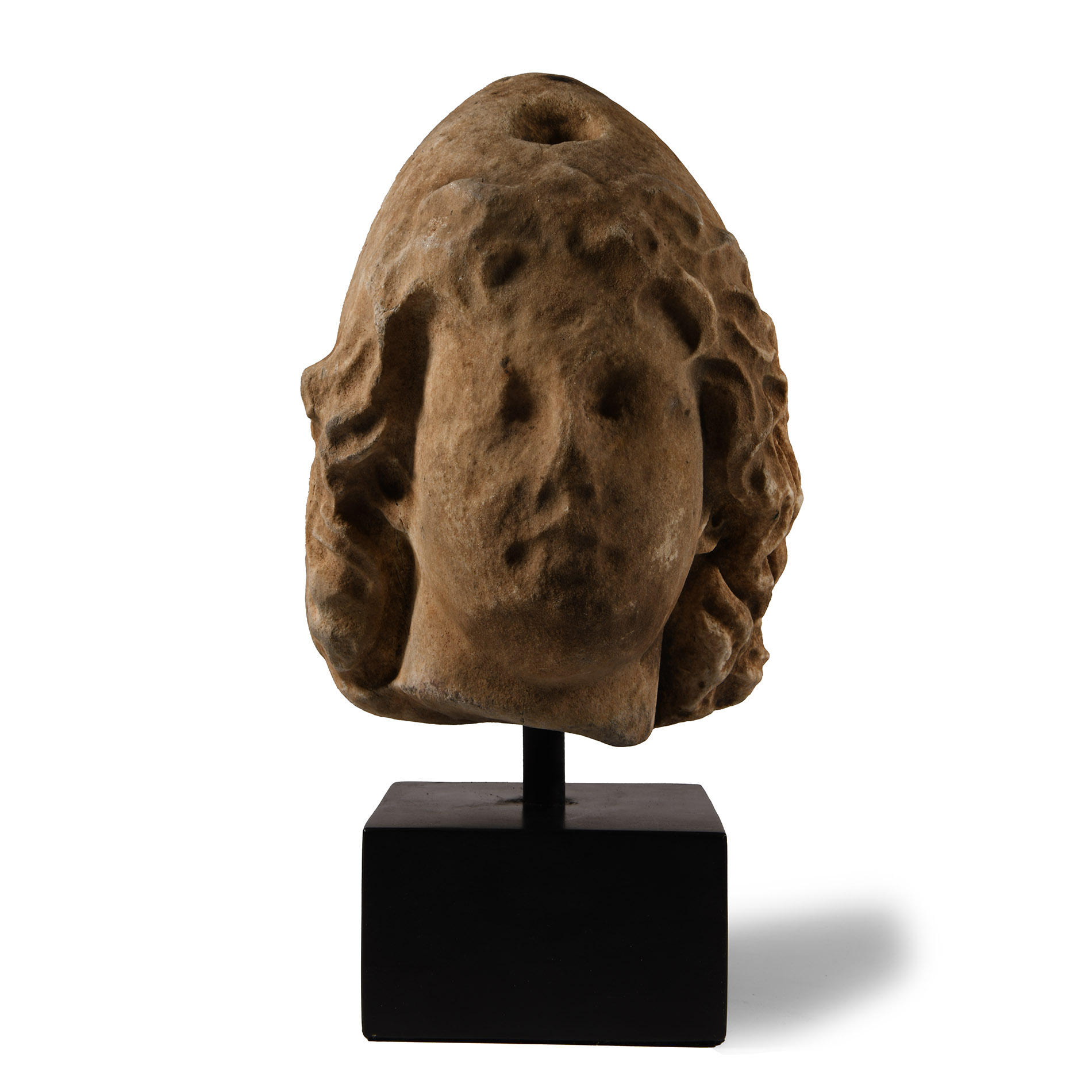 Roman Marble Head of Mithras Wearing a Phrygian Cap