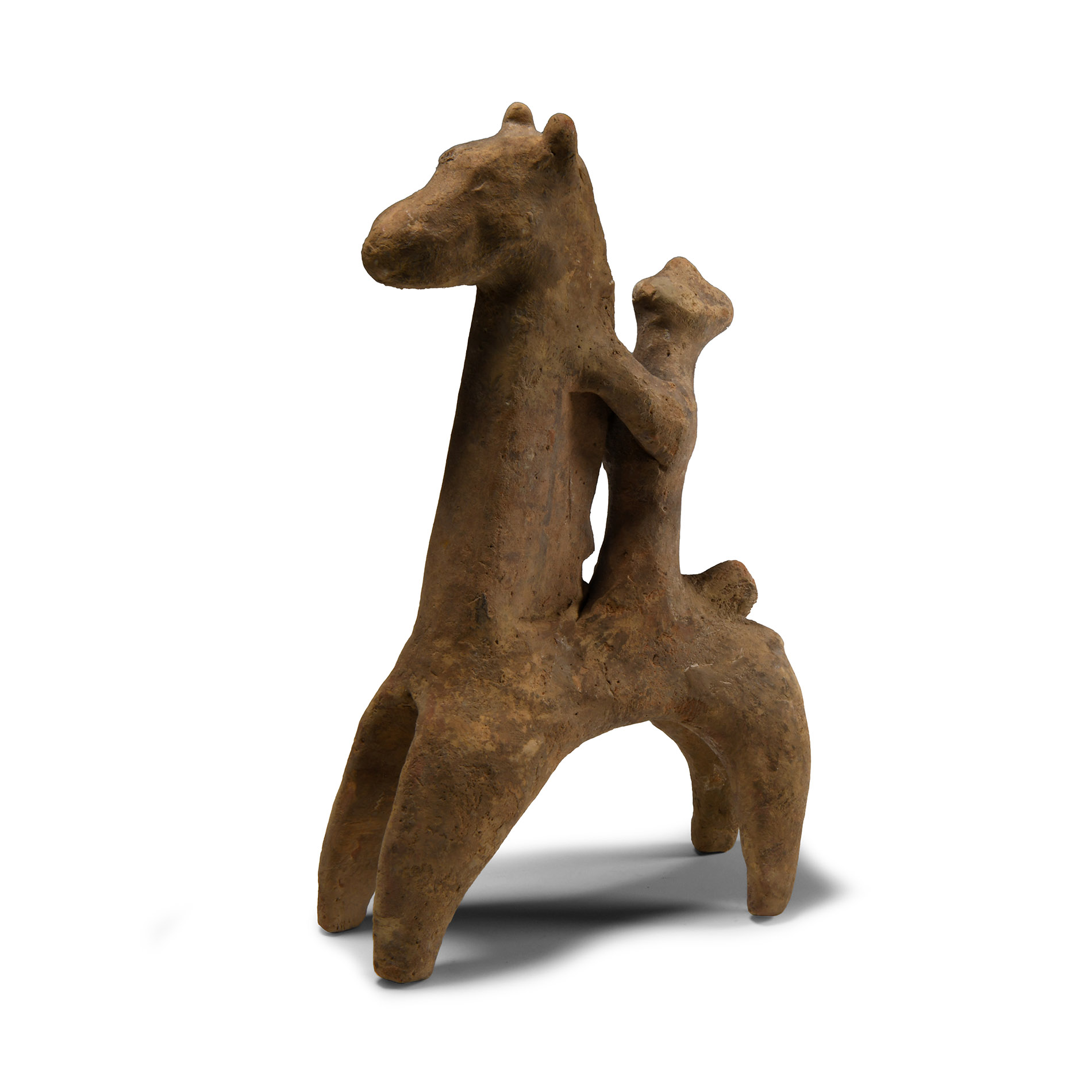 Cypriot Ceramic Horse and Rider Statuette
