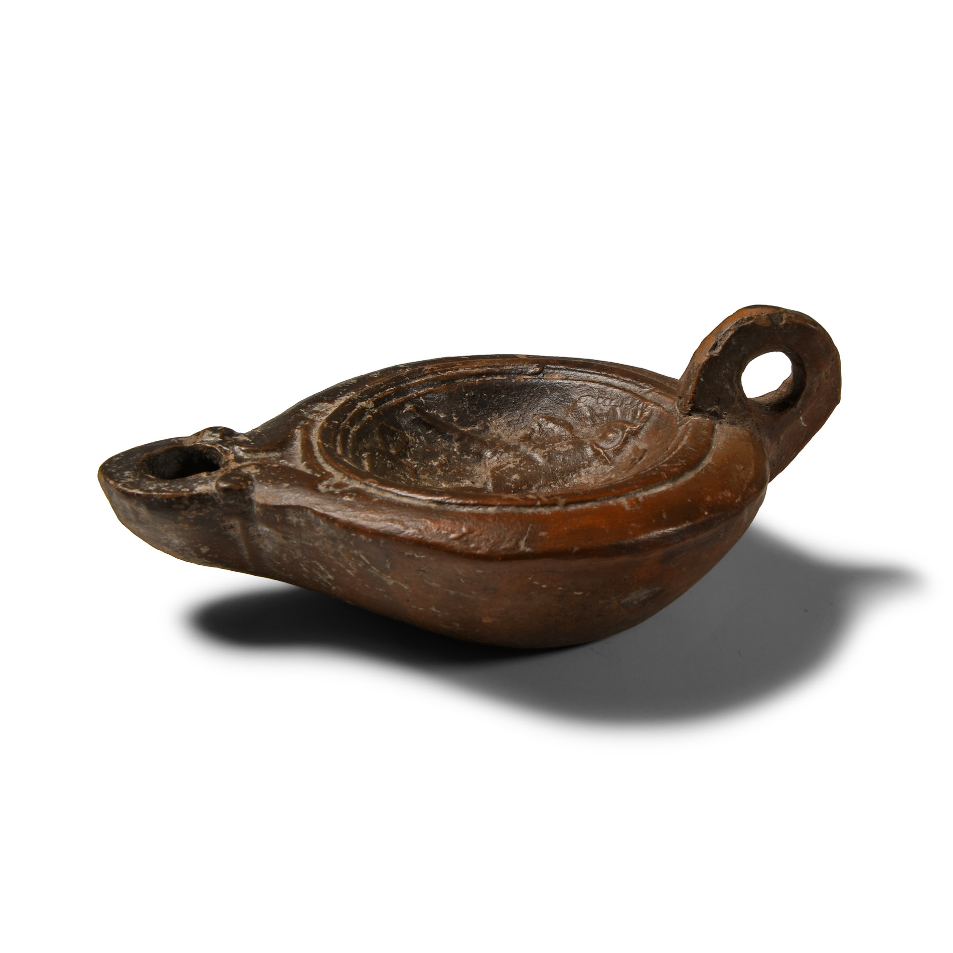 Roman Terracotta Lamp with Fighting Gladiators