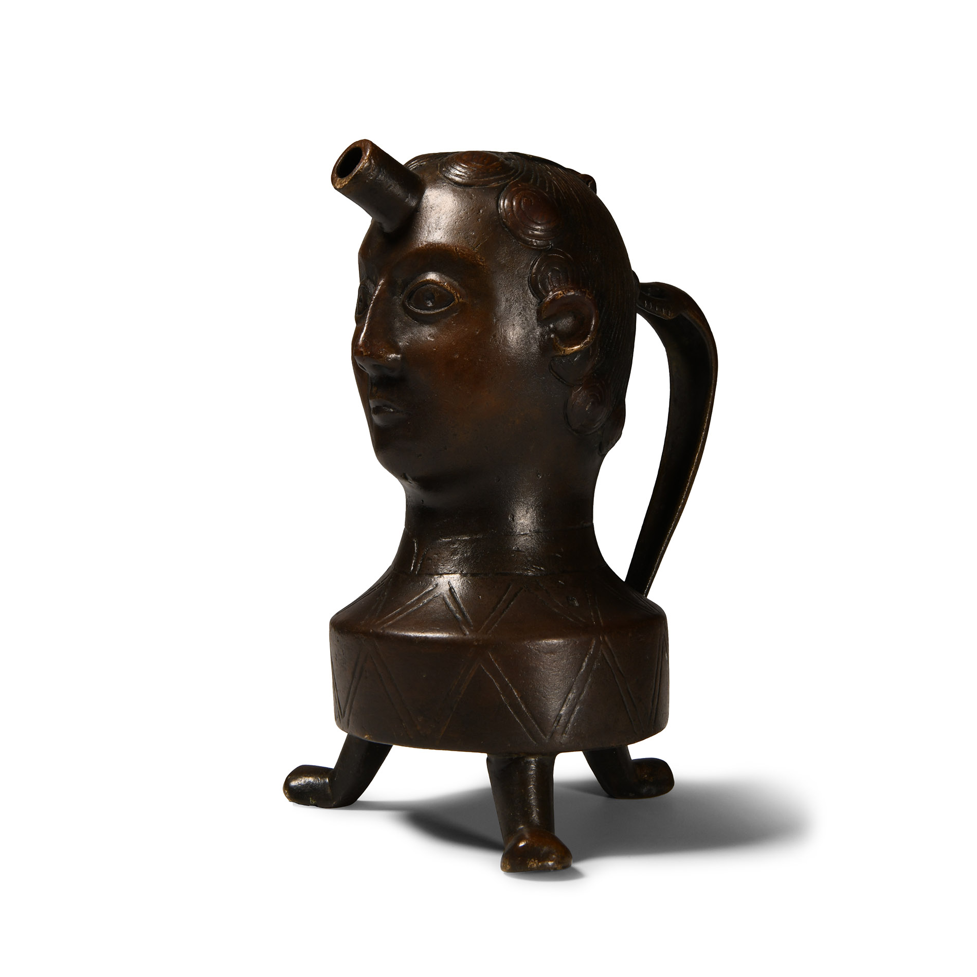 Medieval Bronze Aquamanile of a Male Bust