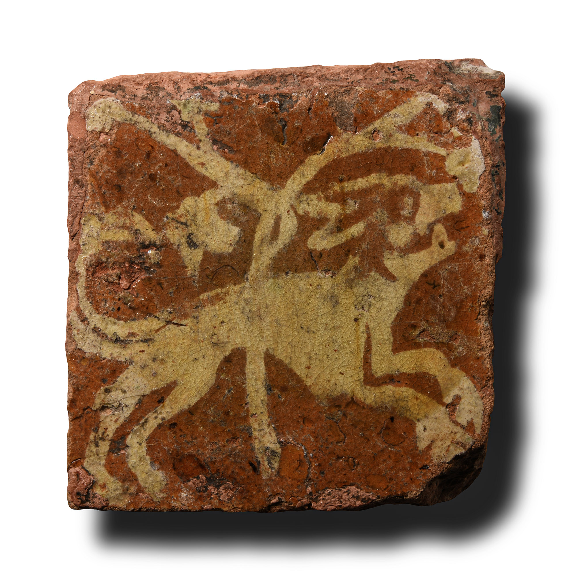 Medieval Floor Tile with Running Dog