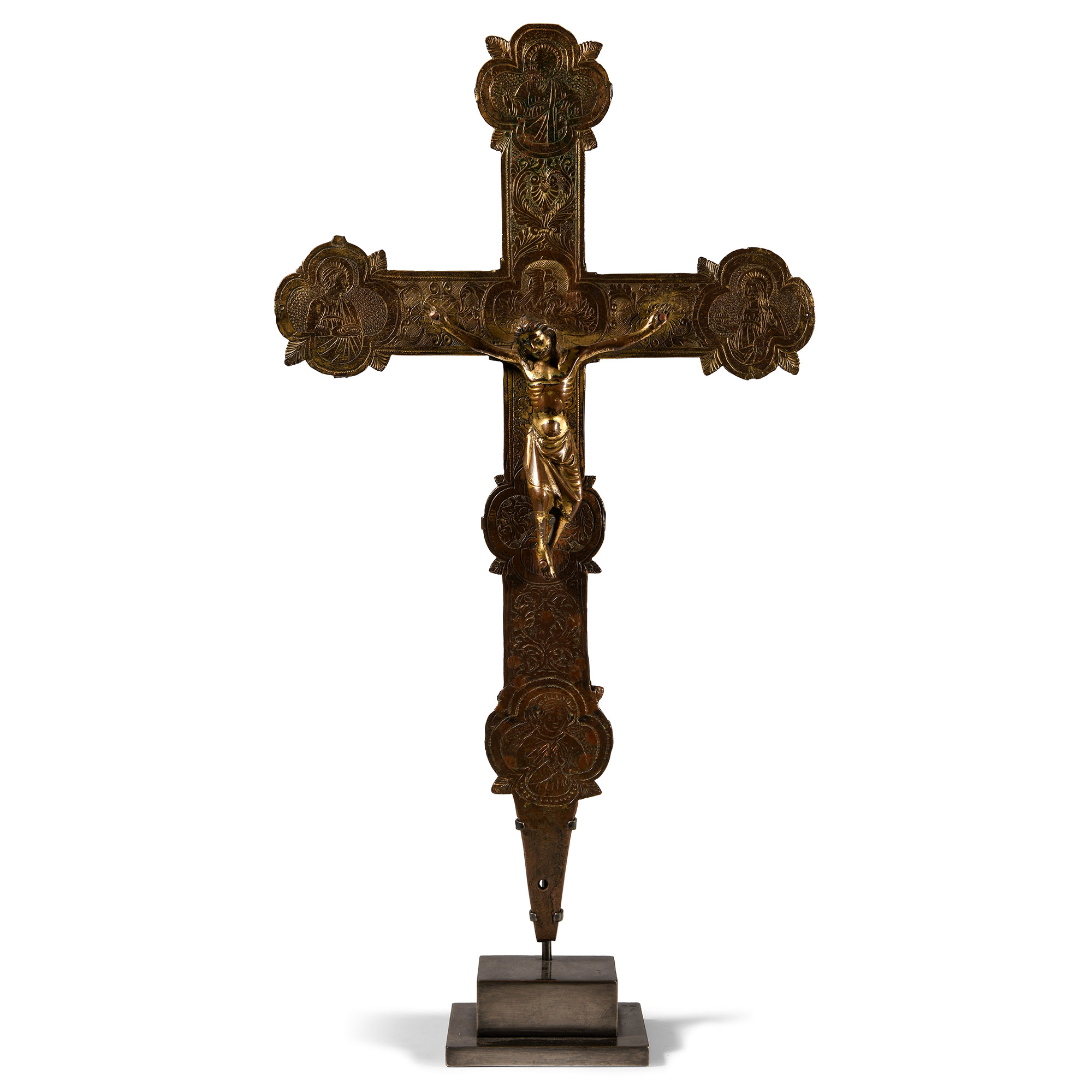 Medieval Gilt Bronze Processional Cross