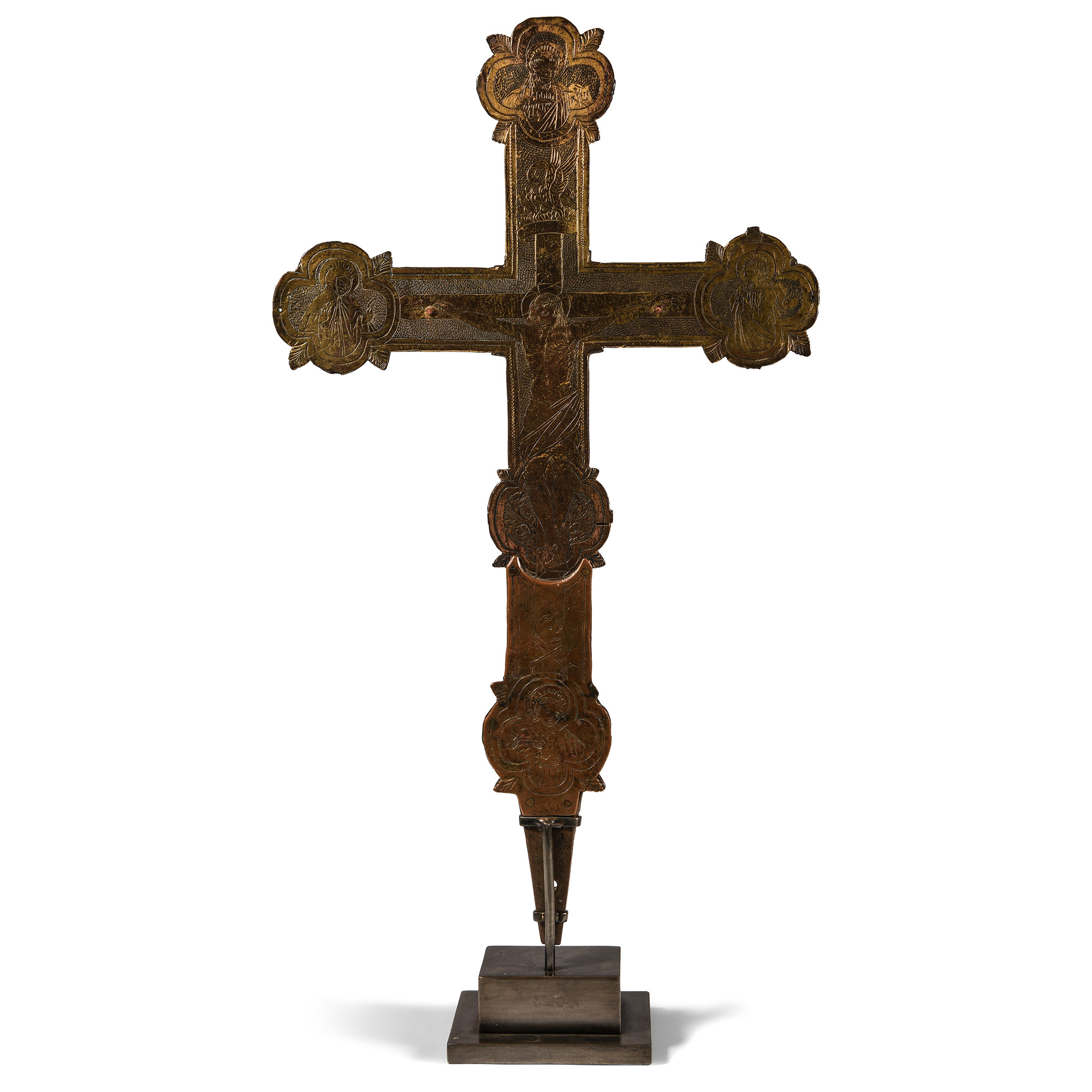 Medieval Gilt Bronze Processional Cross