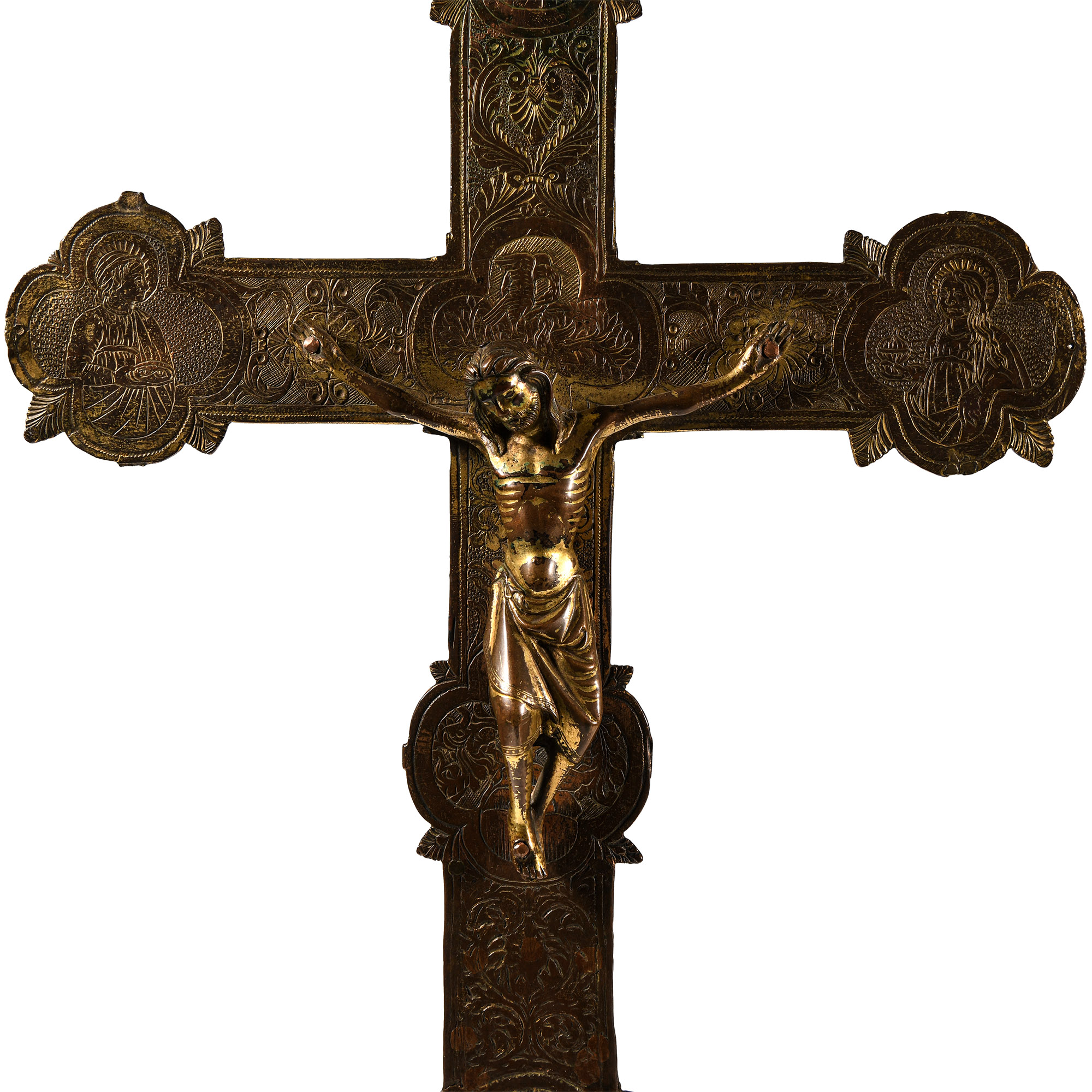 Medieval Gilt Bronze Processional Cross