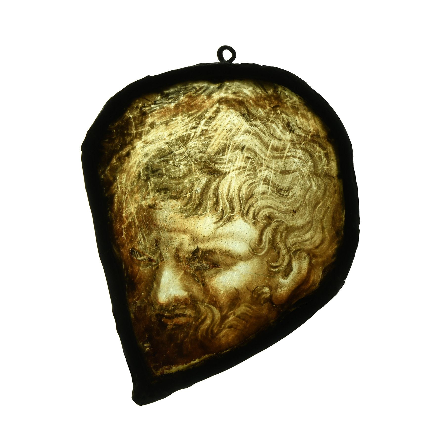 Renaissance Stained Glass Panel of a Bearded Man