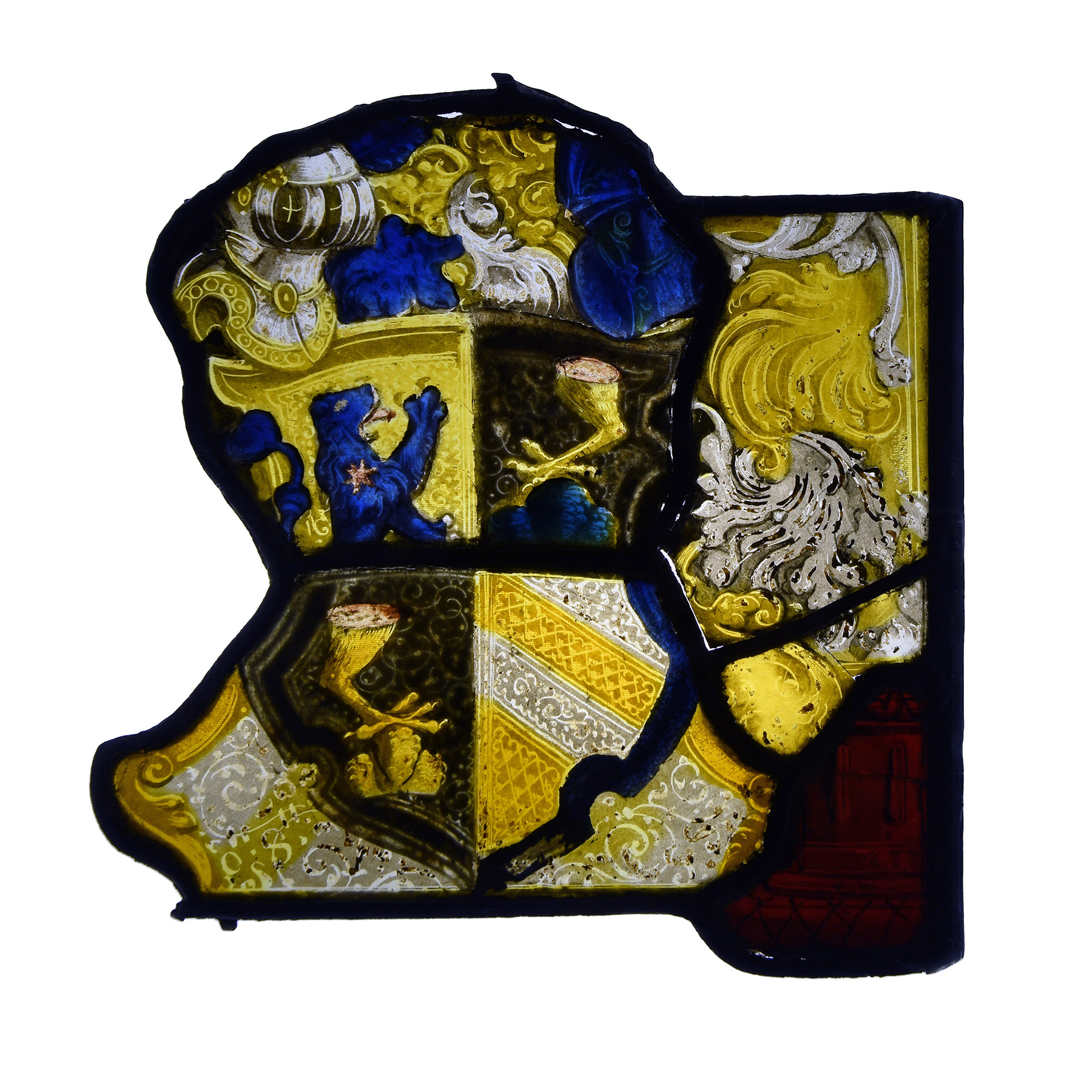 Medieval Stained Glass Armorial Panel