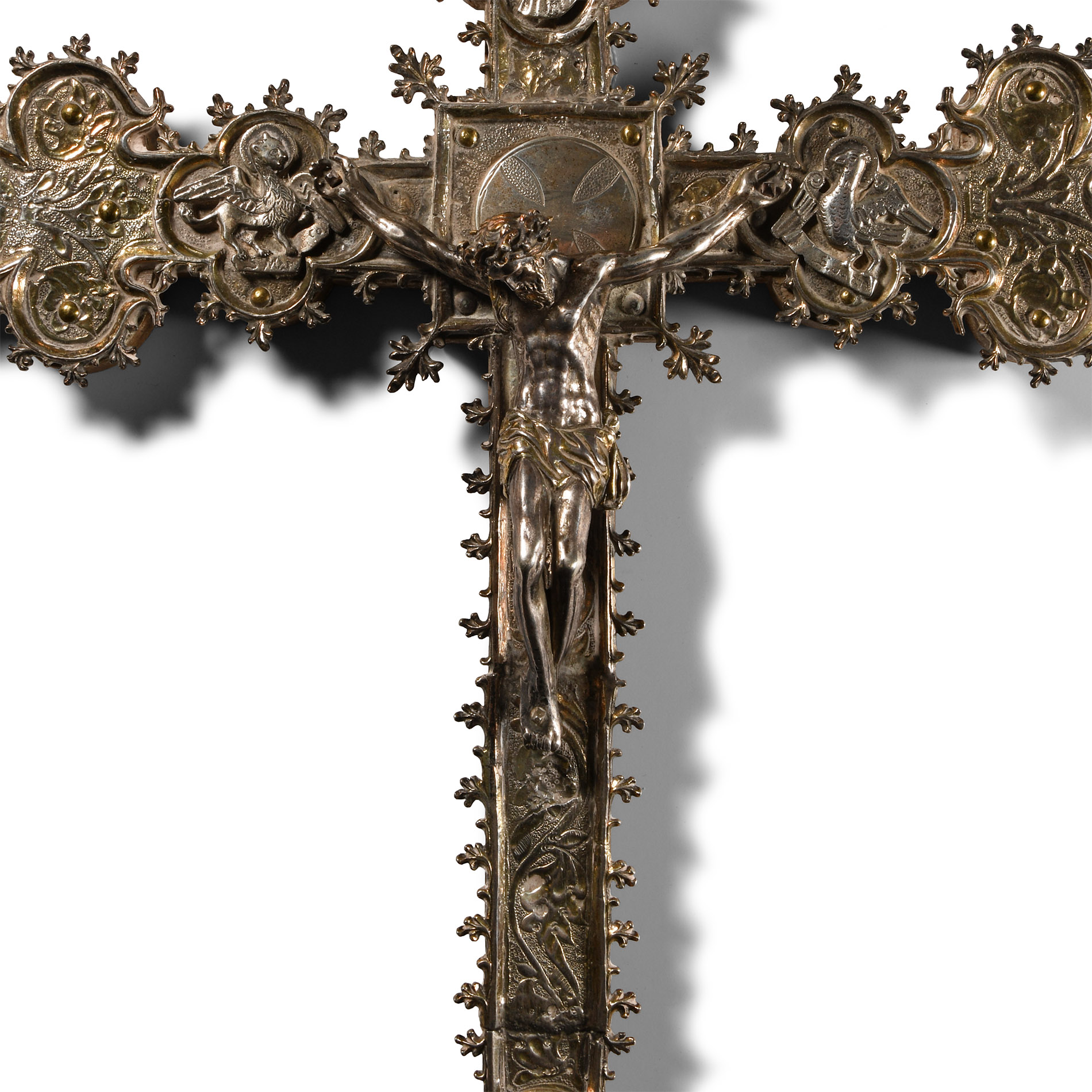 Spanish Silver-Gilt Cross with Corpus Christi