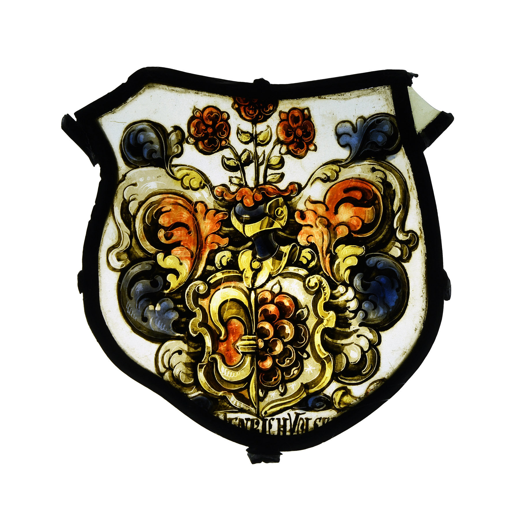 Renaissance Stained Glass Armorial with Flowers