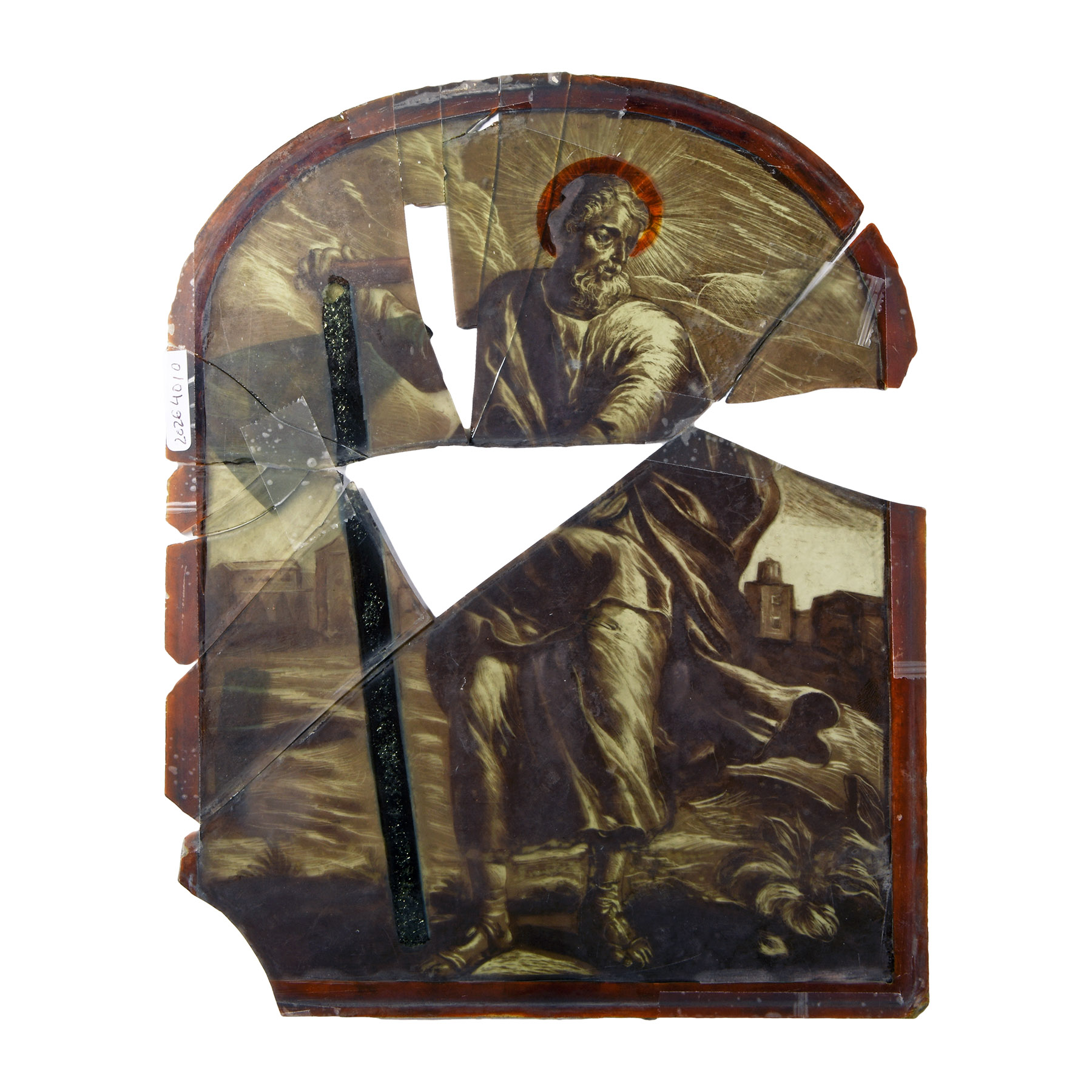 Medieval Stained Glass with Saint Simon the Zealot