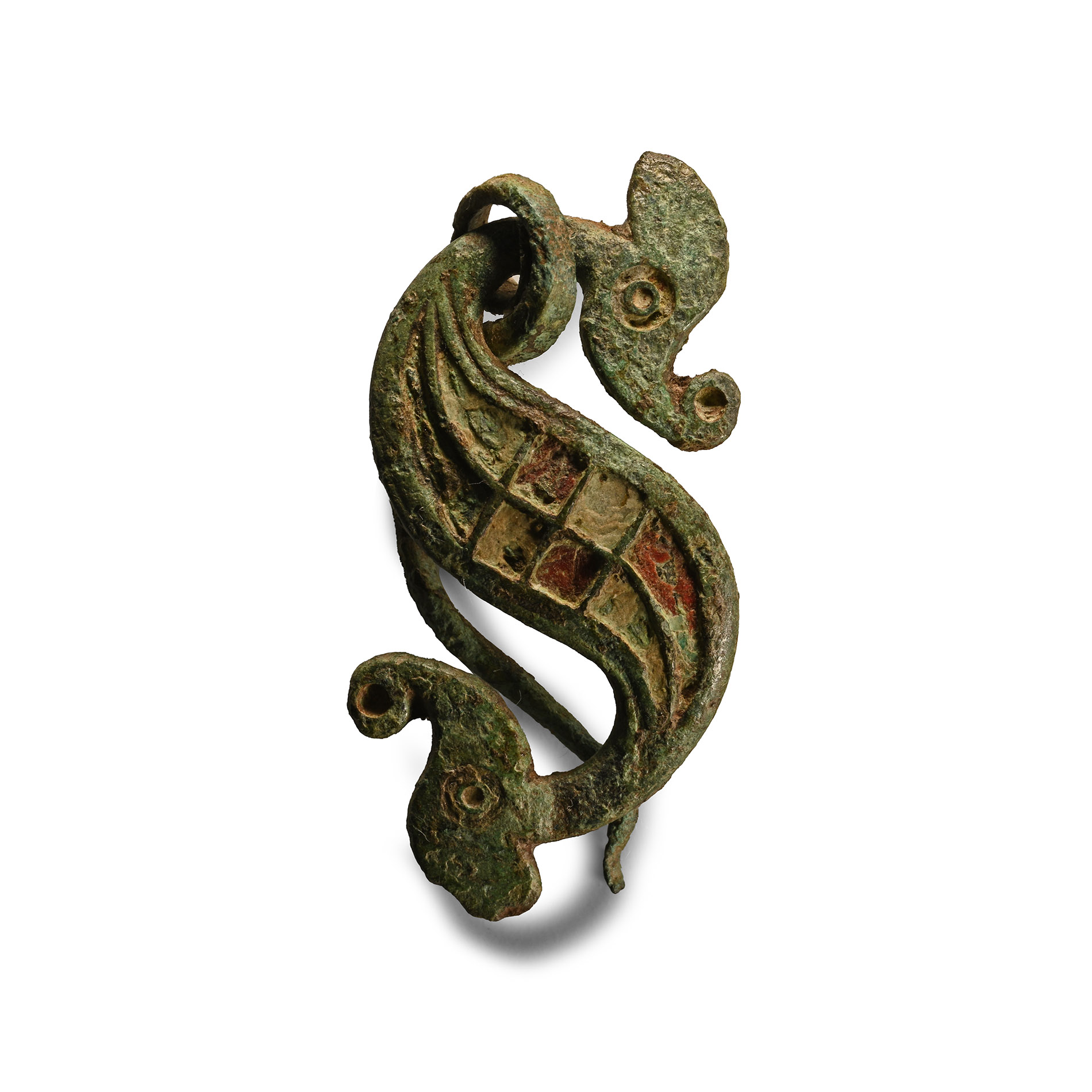 Iron Age Celtic Enamelled Bronze Dragonesque Brooch