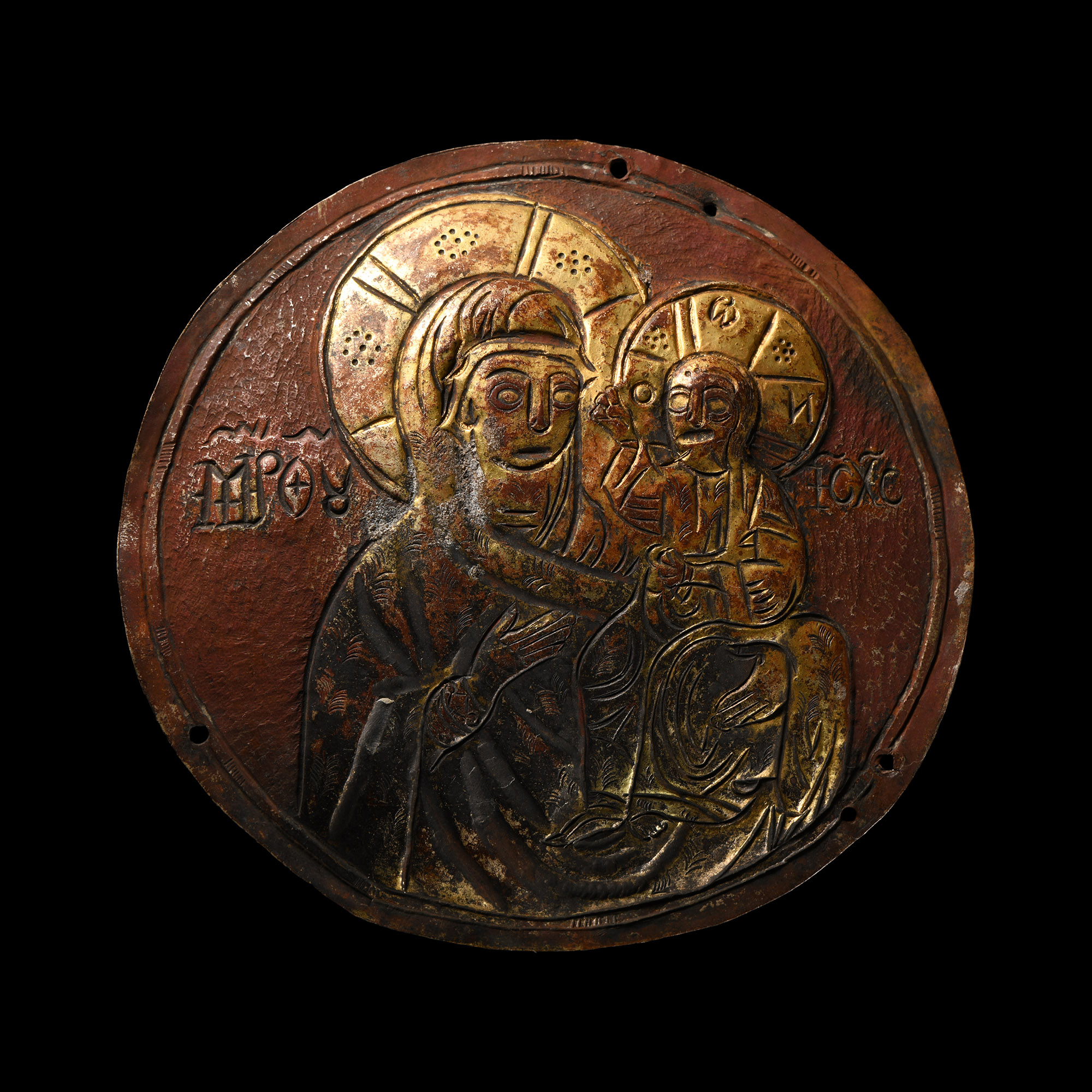 Post Medieval Silver-Gilt Altar Cross Roundel Pair