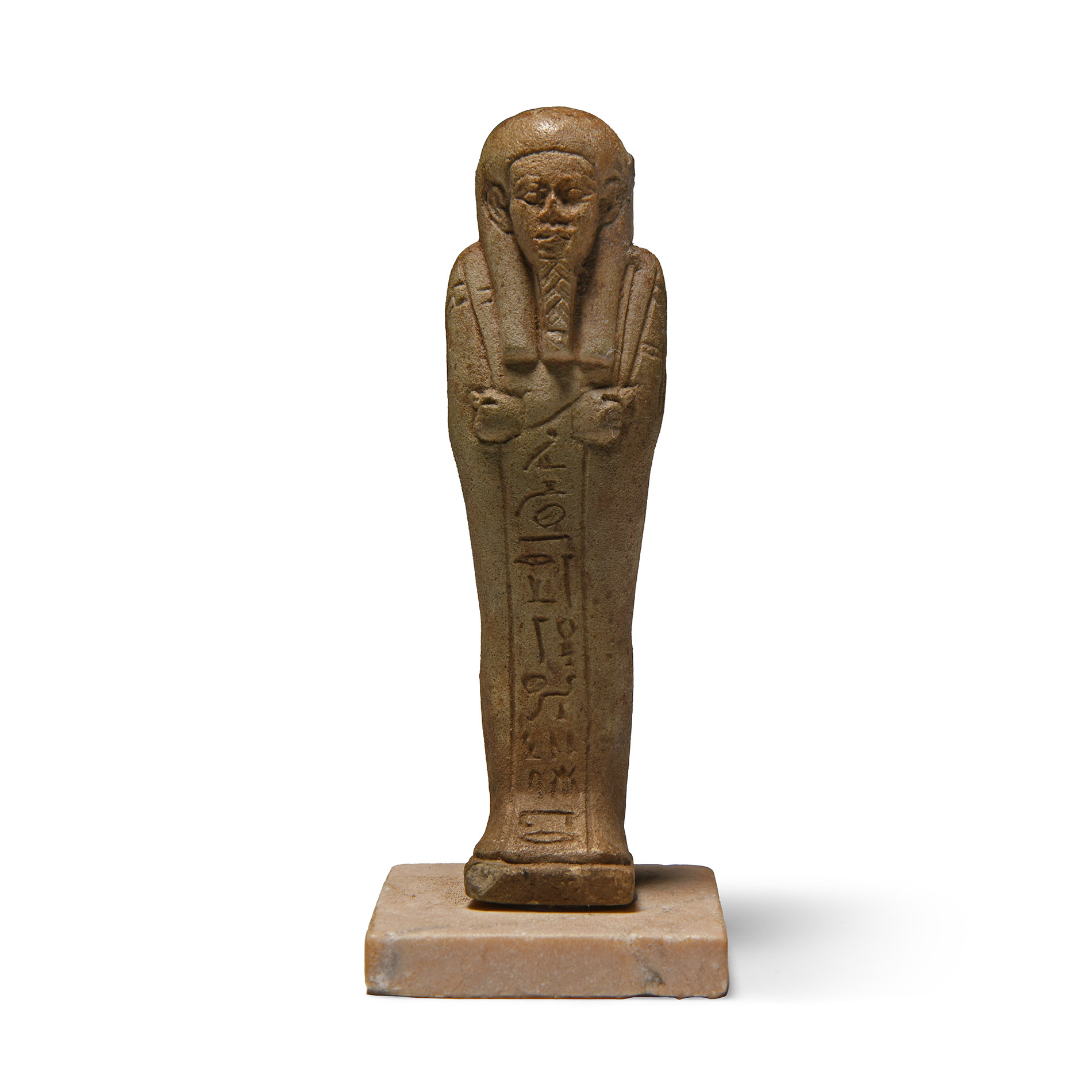 Egyptian Faience Shabti Figure with Hieroglyphic Inscription