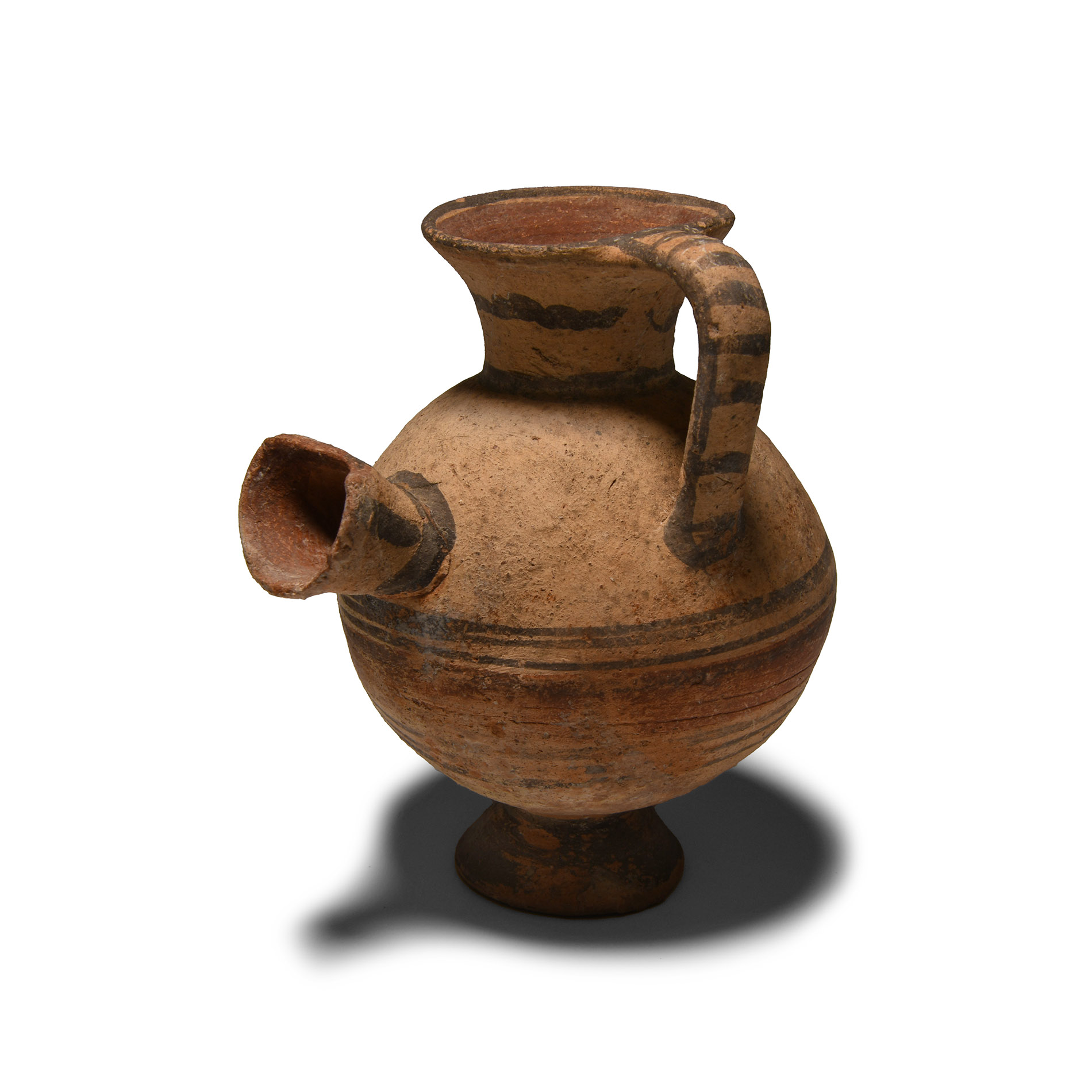 Cypriot Bichrome Ware Pottery Feeder Flask