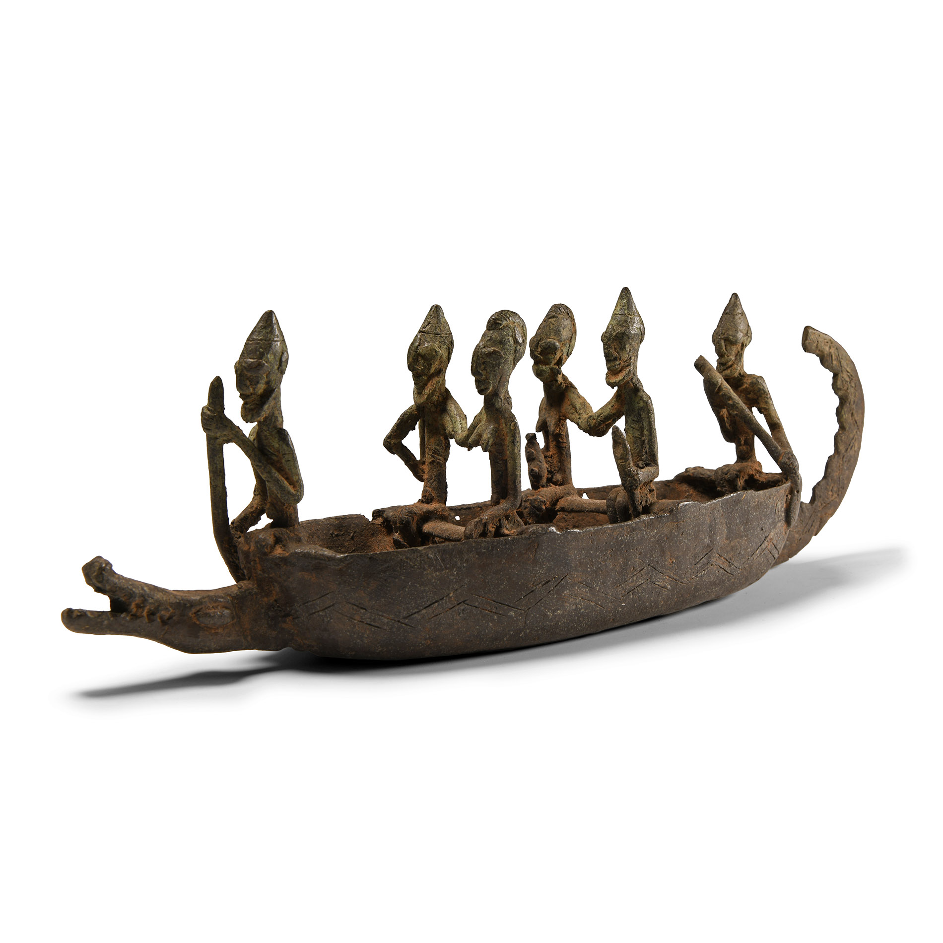 Cental African Bronze Boat with Figures