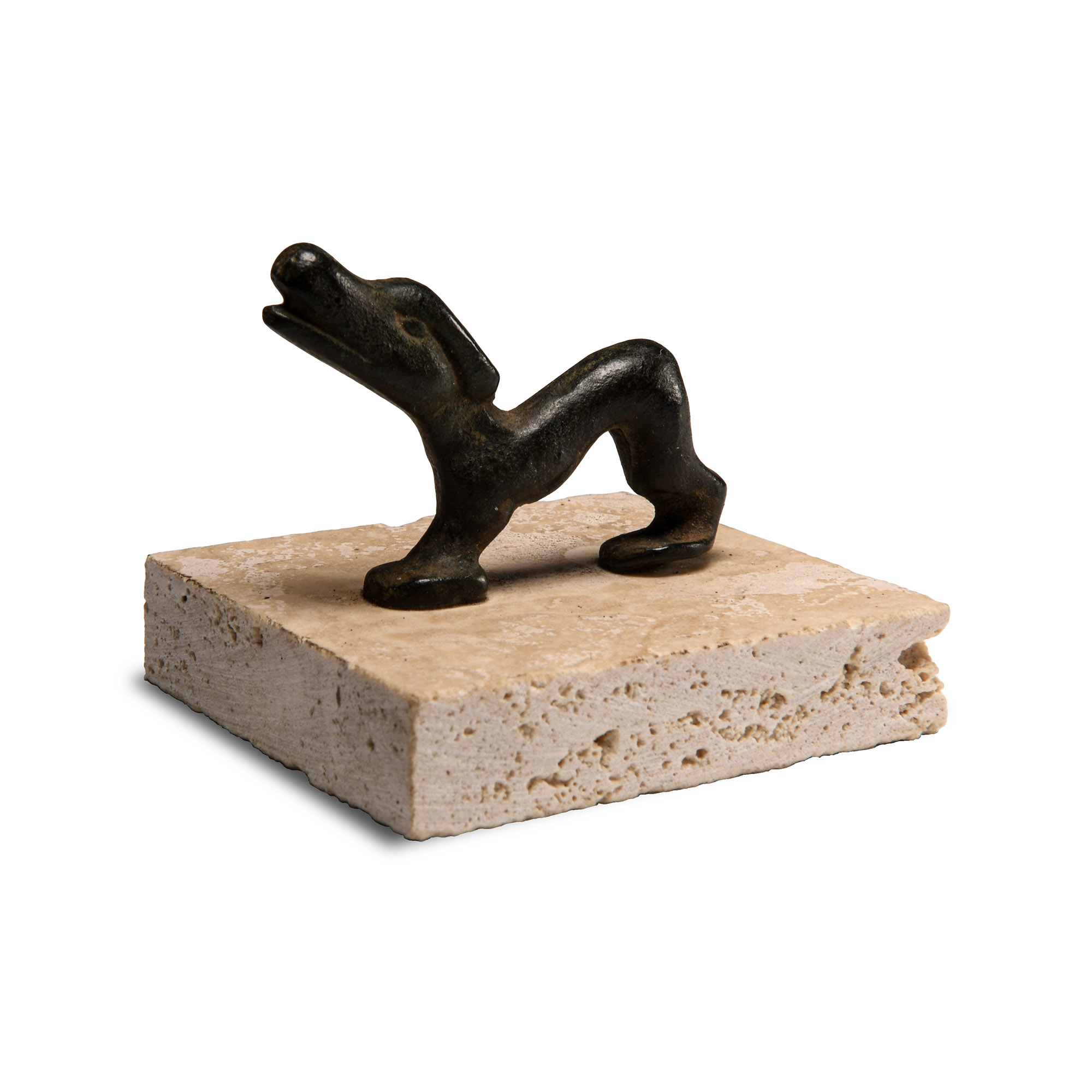 Western Asiatic Bronze Howling Dog Figure