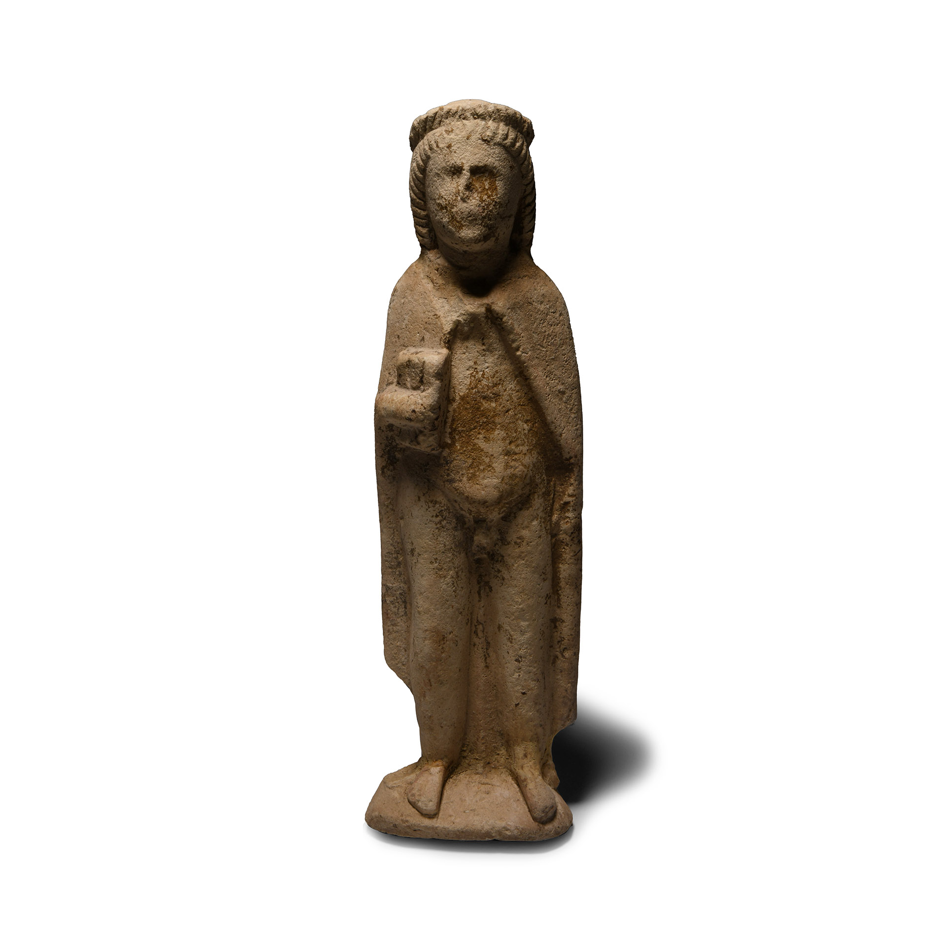 Cypro-Archaic Standing Limestone Male Scribe
