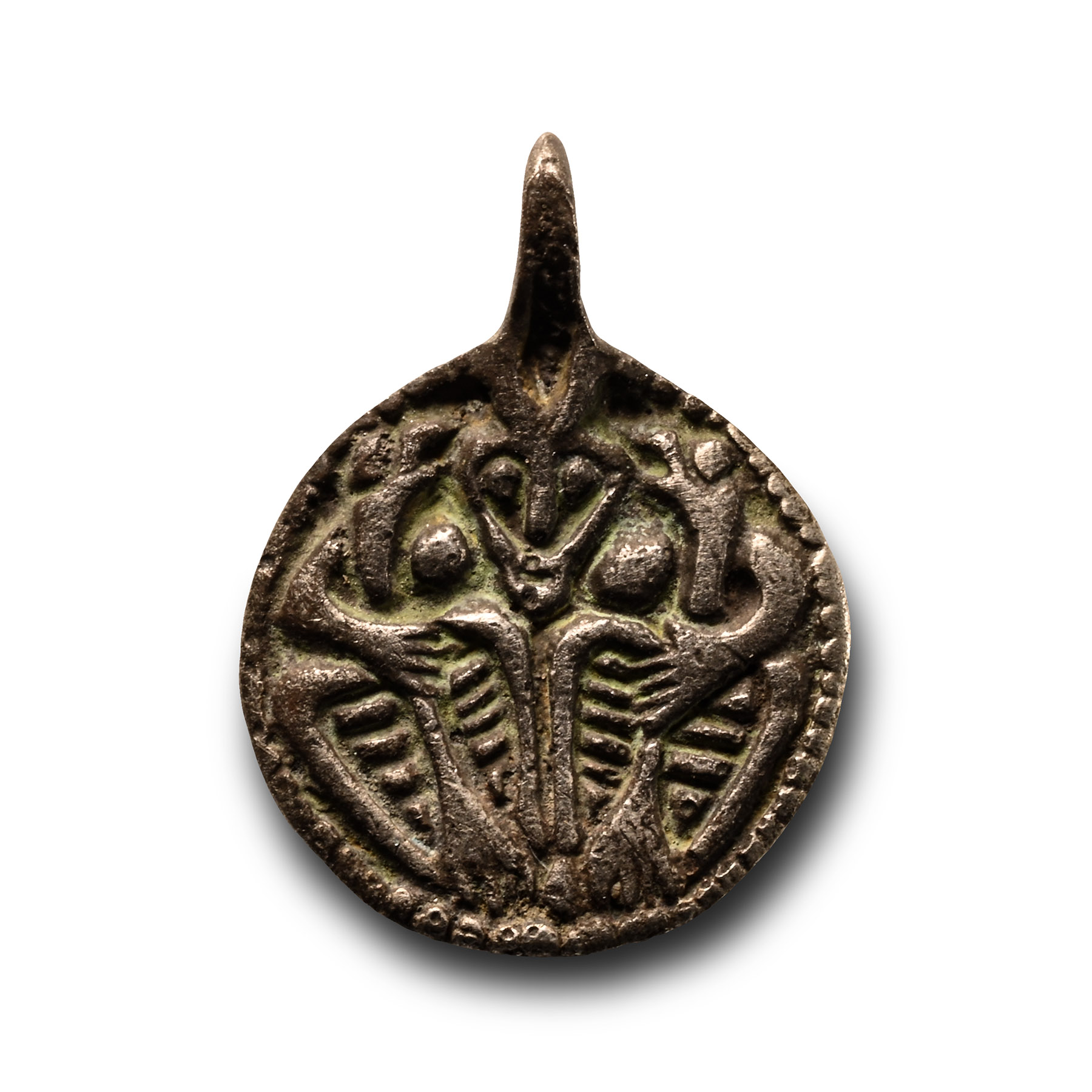 Viking Age Scandinavian Silver Pendant with Odin and his Ravens Huginn and Muninn