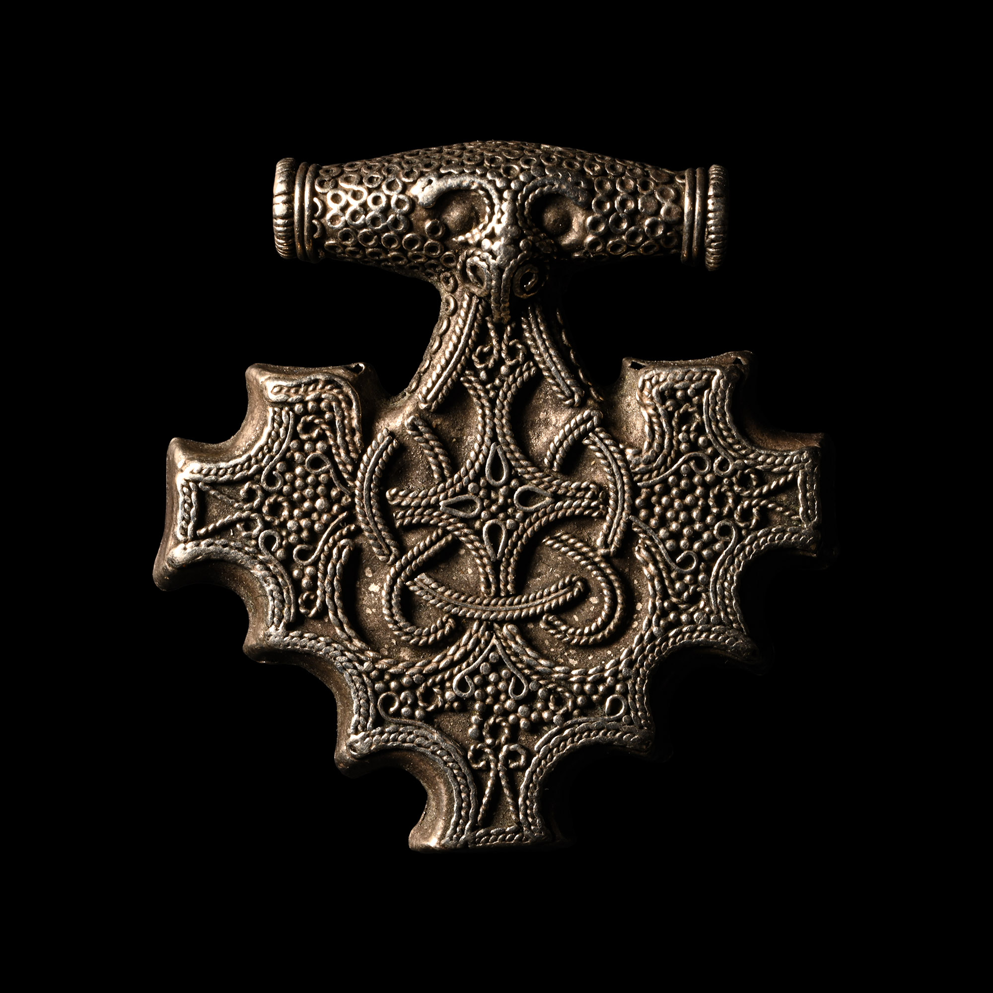 Viking Age Scandinavian Silver Filigree Tau Cross Pendant