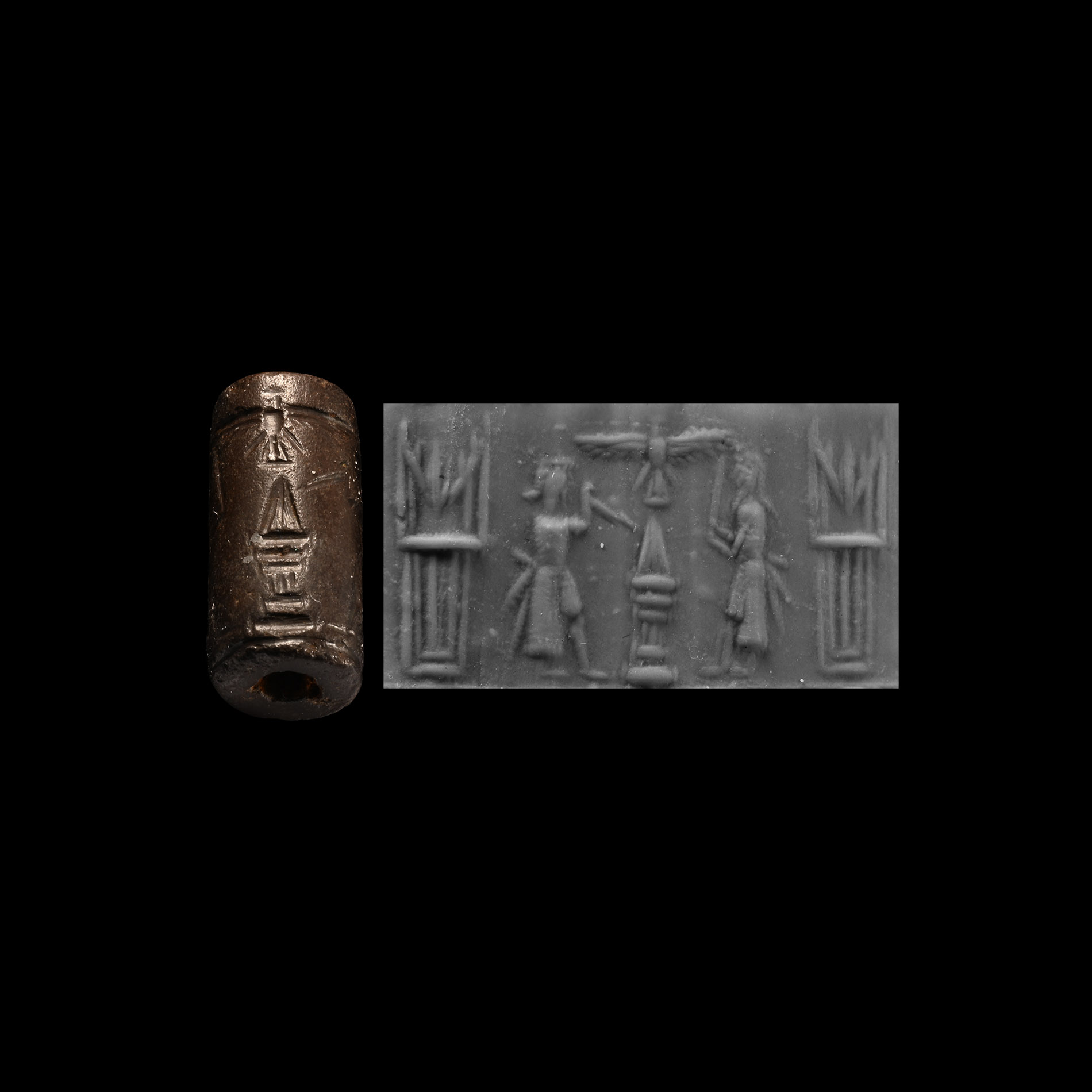 Mesopotamian Haematite Cylinder Seal with Altar