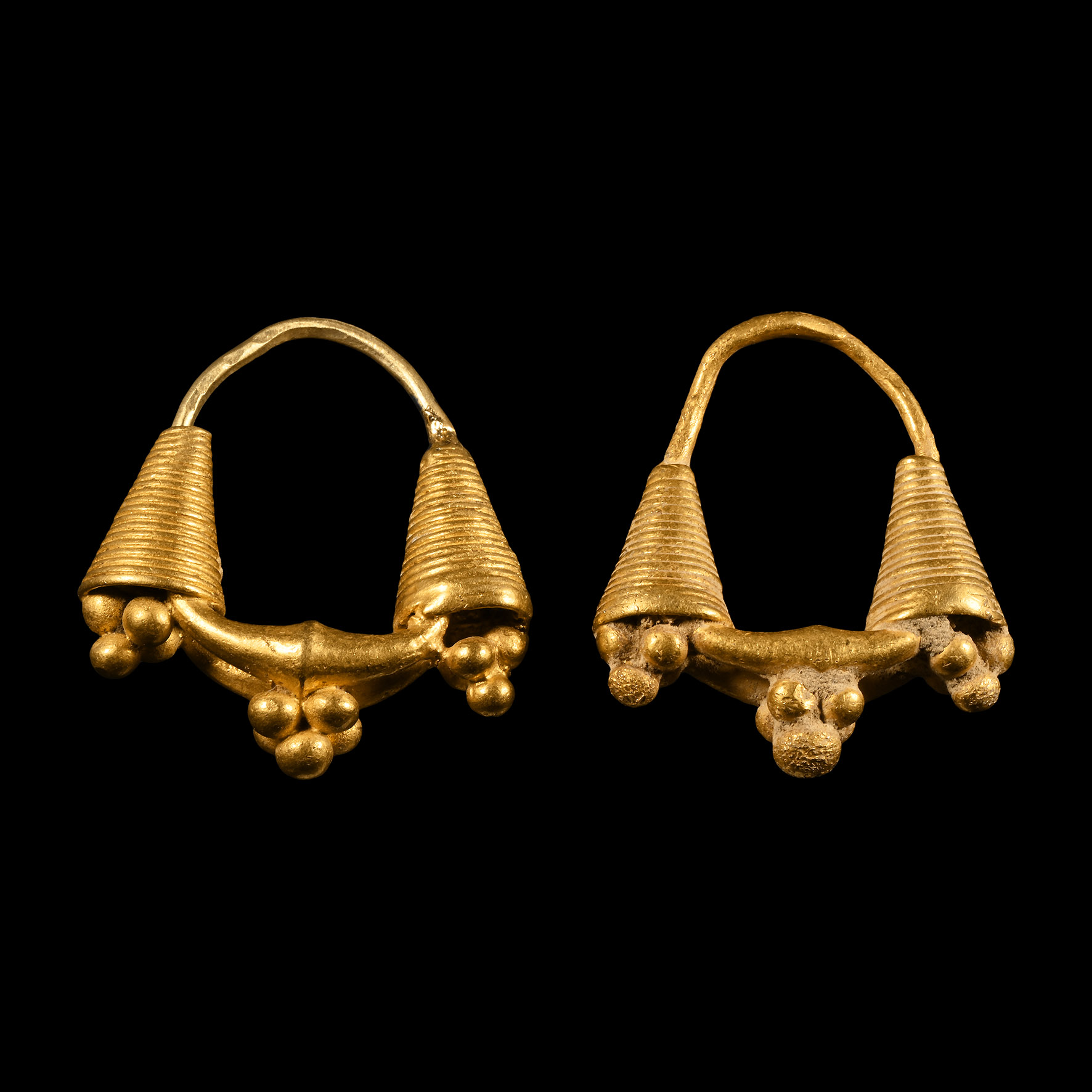 Assyrian Gold Earrings with Bosses