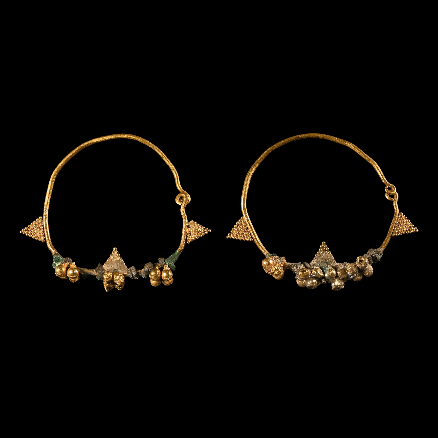 Large Western Asiatic Gold Hoop Earrings
