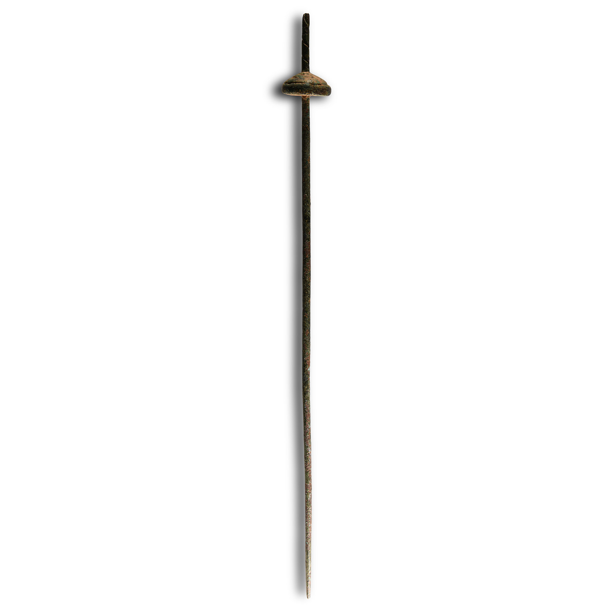 Western Asiatic Bronze Spindle Whorl on Distaff