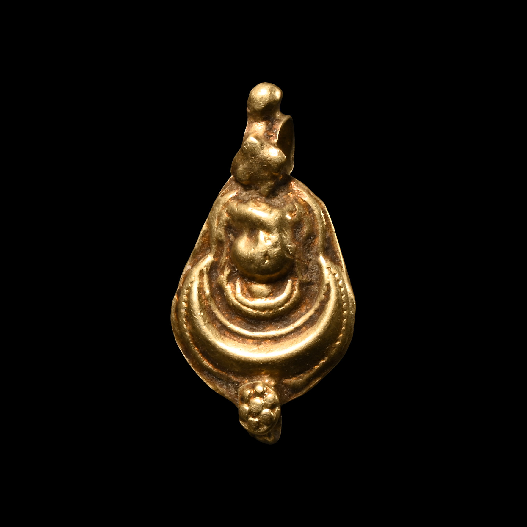 Roman Gold Lunar Pendant with Bust of Diana