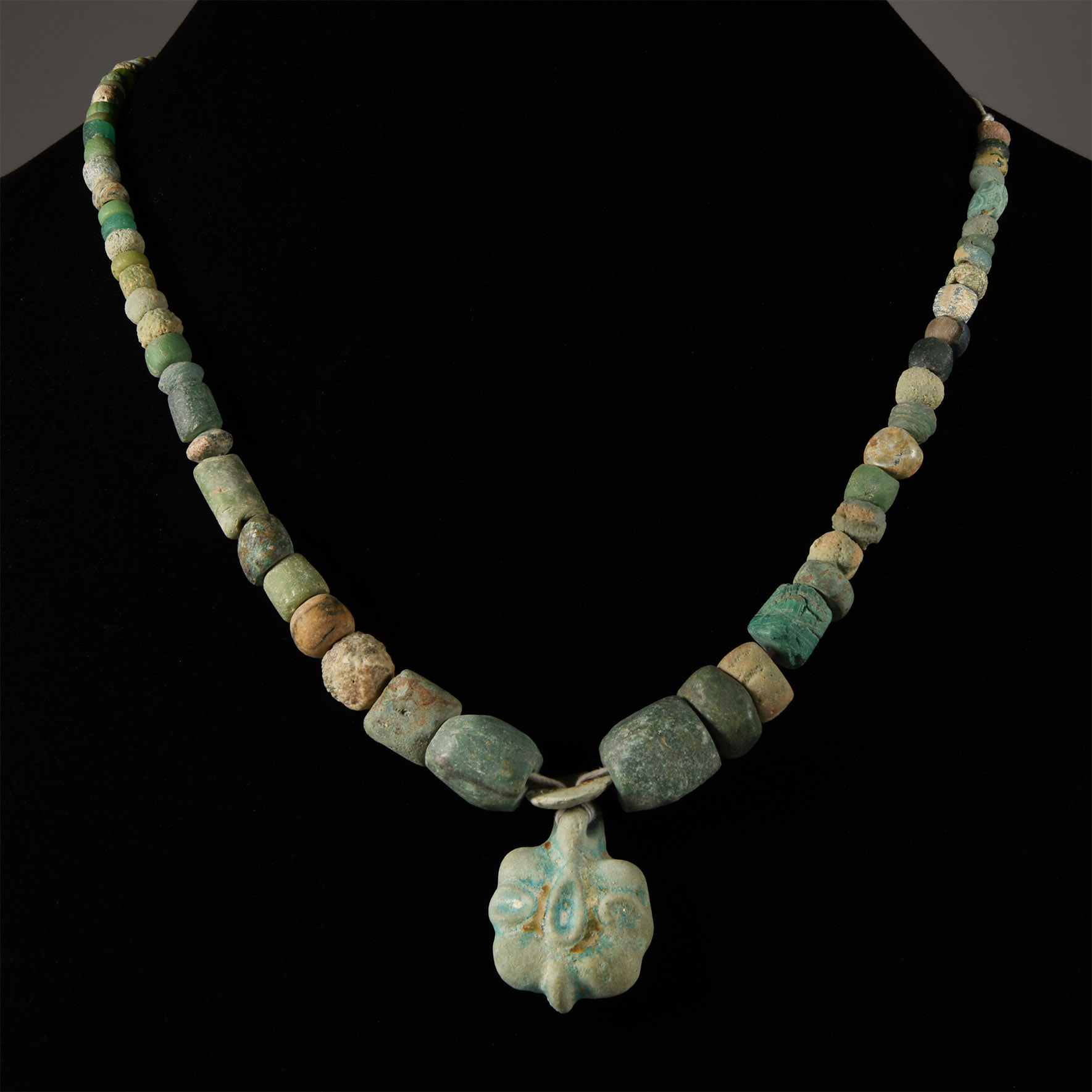 Egyptian Blue Faience Bead Necklace