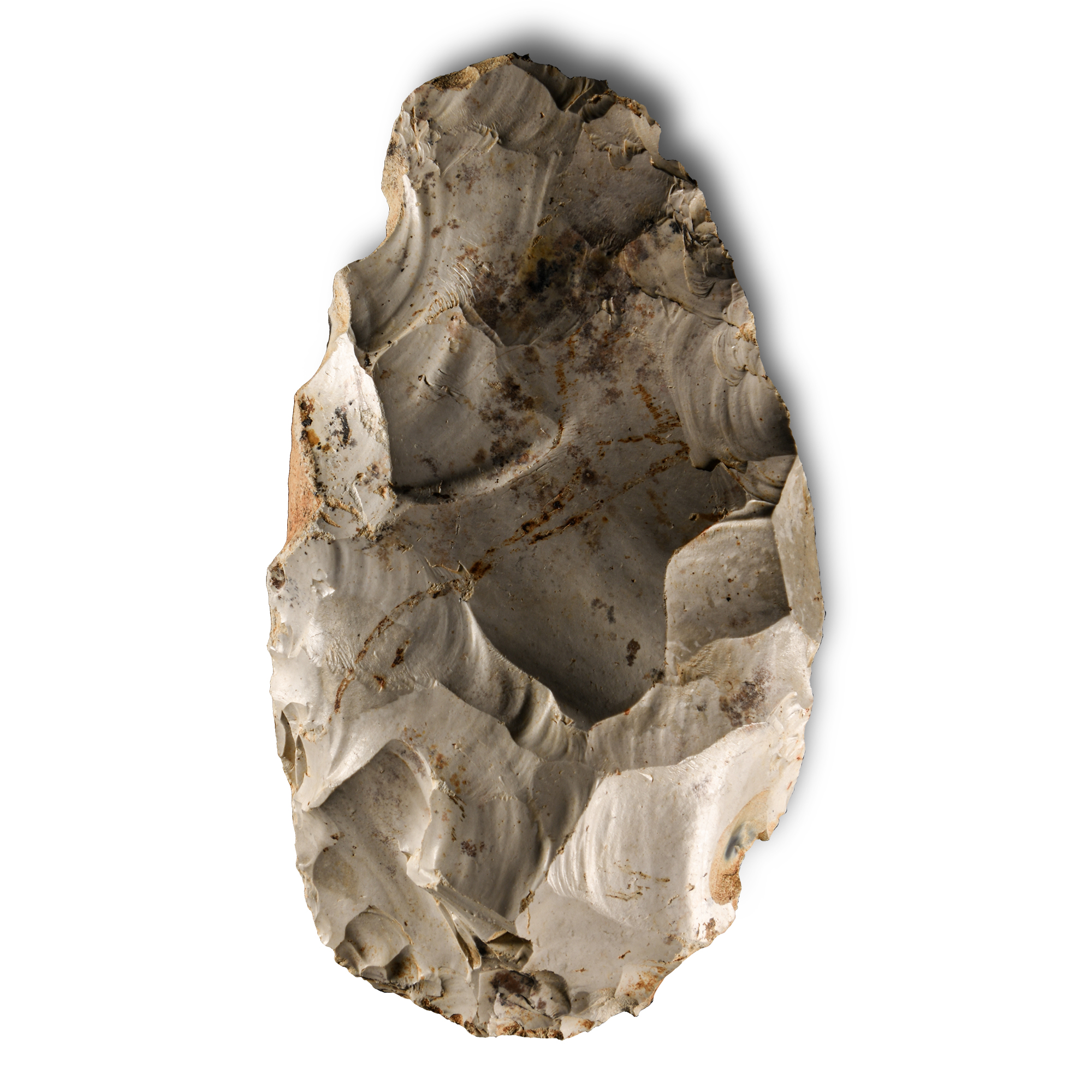 Large Stone Age 'Somme' White Knapped Flint Handaxe