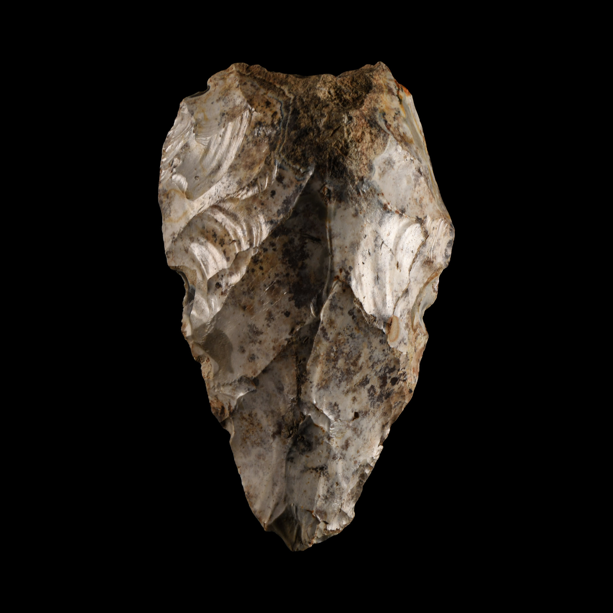 Stone Age 'Somme' Grey Speckled White Knapped Flint Handaxe