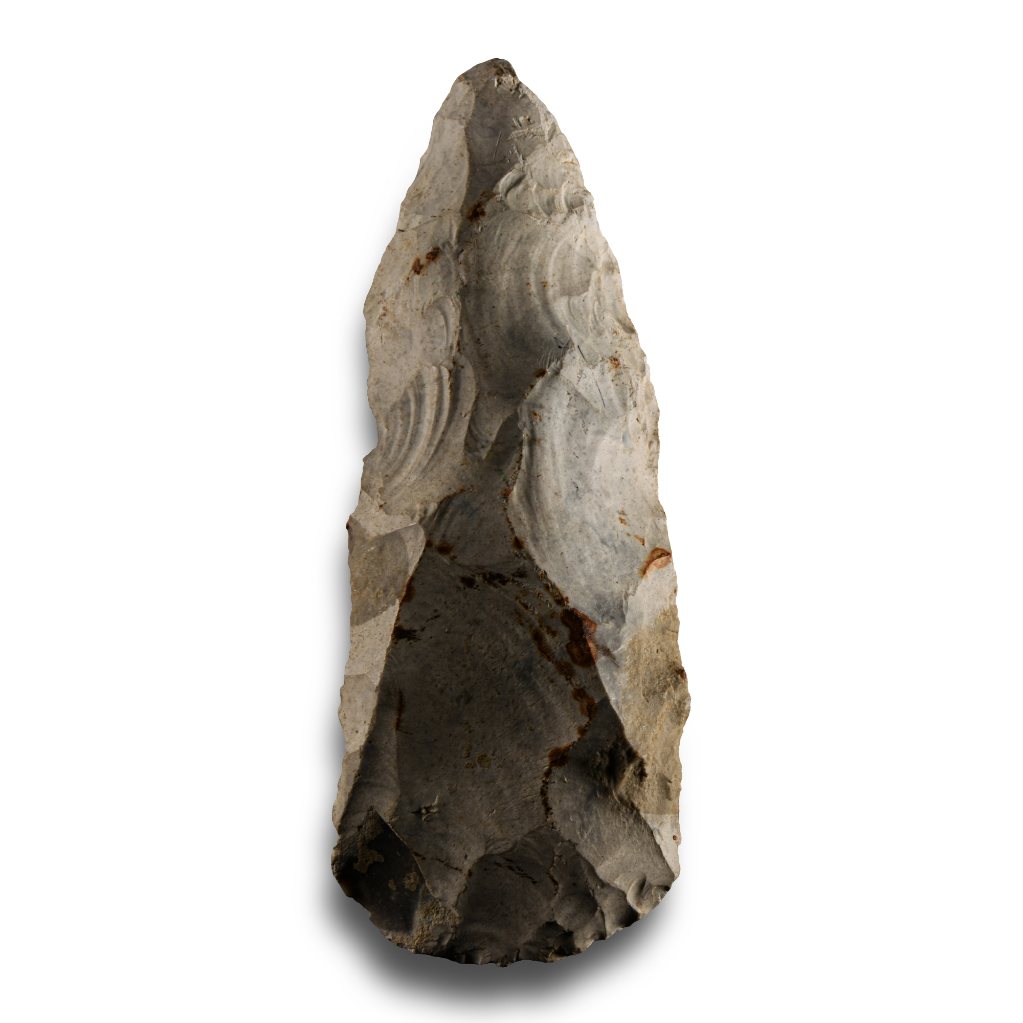 Stone Age 'Somme' Grey Speckled White Knapped Flint Axehead