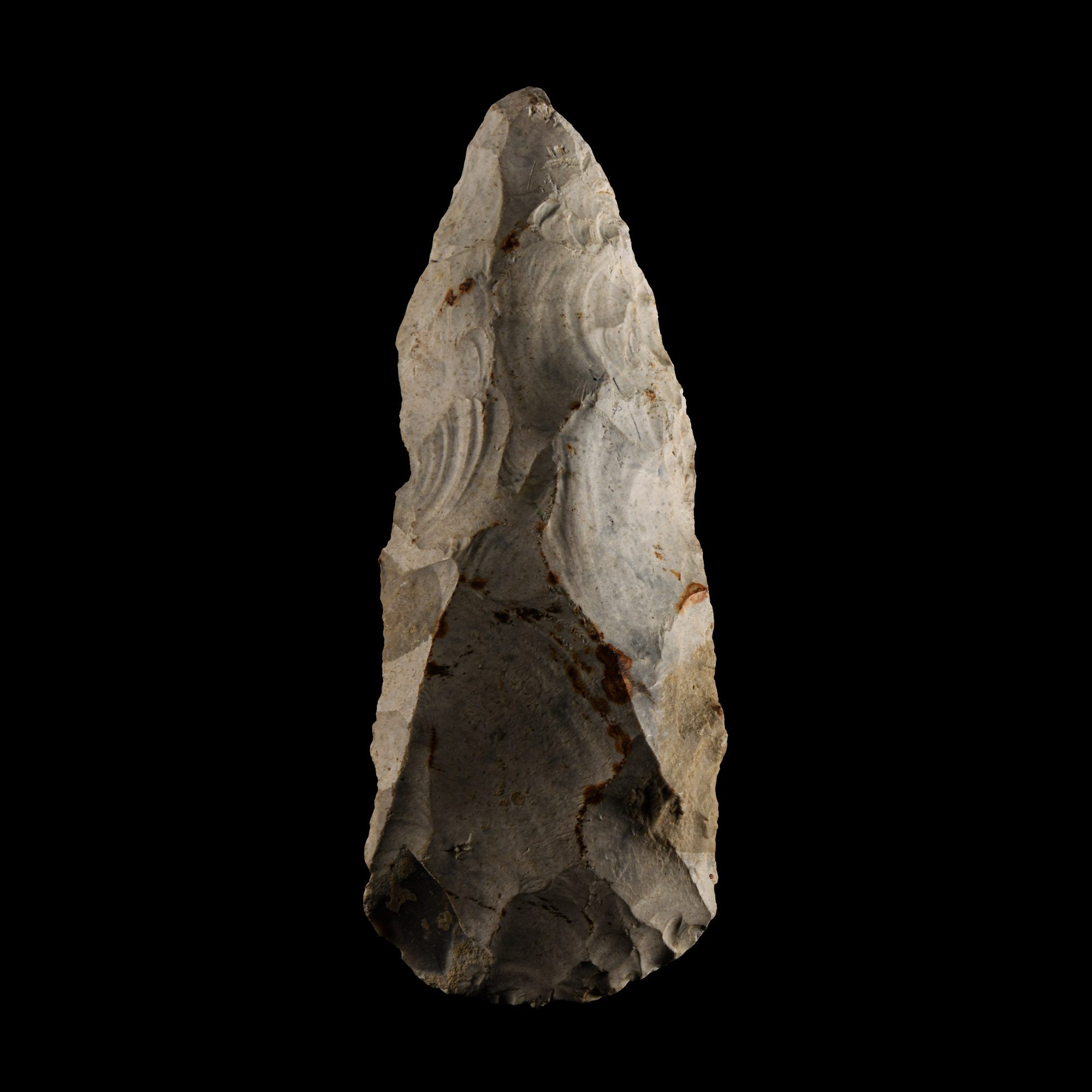 Stone Age 'Somme' Grey Speckled White Knapped Flint Axehead