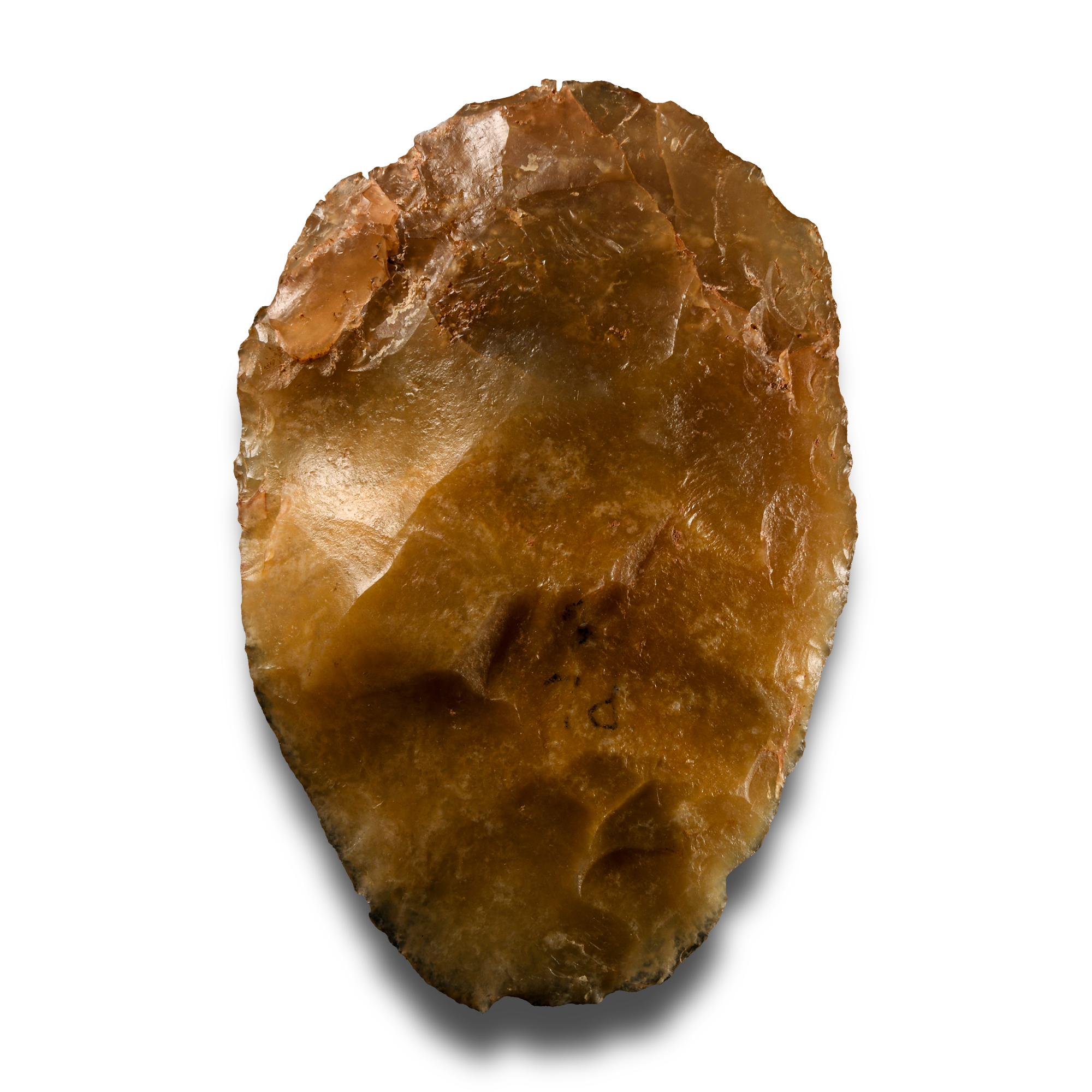 Attractive Stone Age 'Dordogne' Orange-Brown Chalcedony Bifacially Worked Handaxe