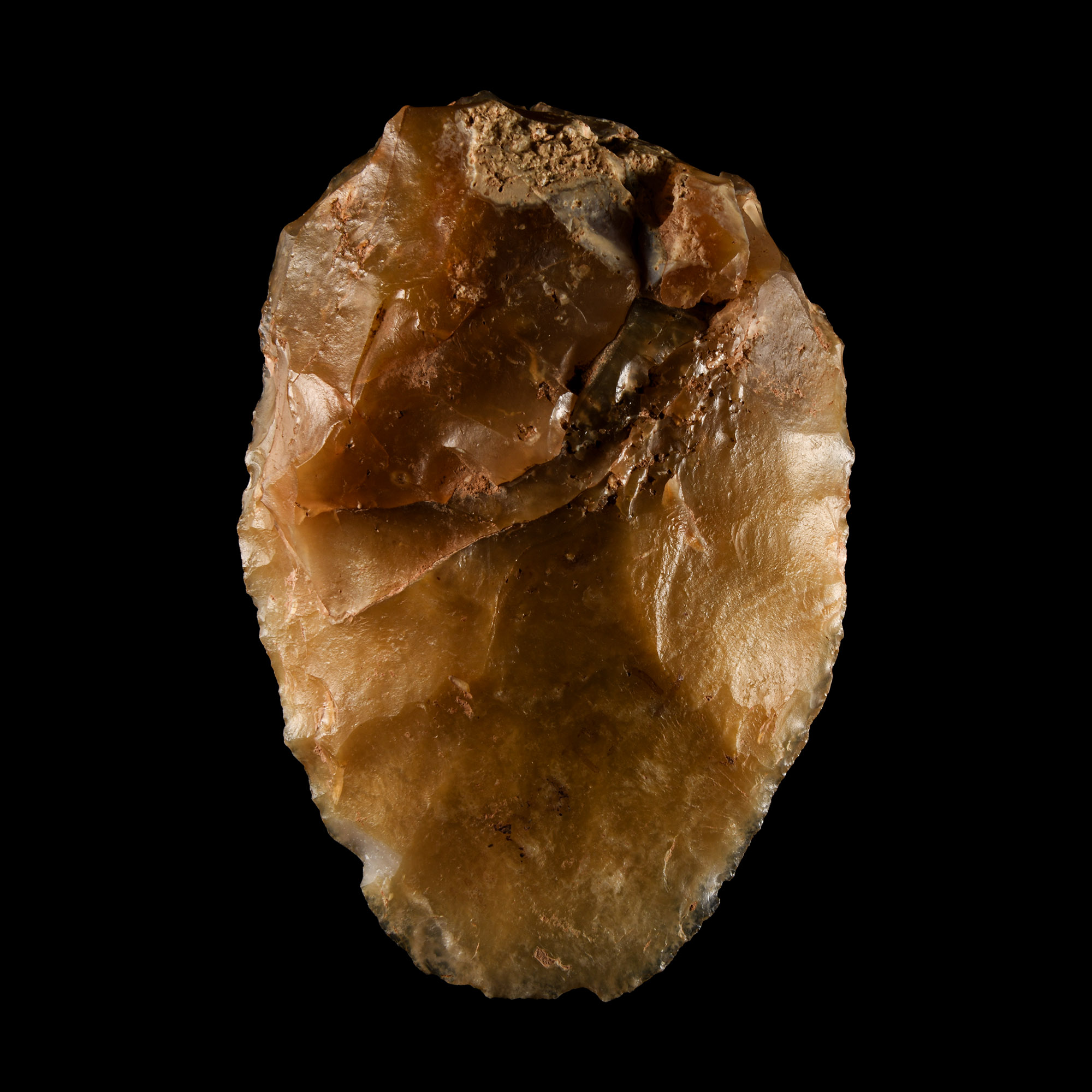 Attractive Stone Age 'Dordogne' Orange-Brown Chalcedony Bifacially Worked Handaxe