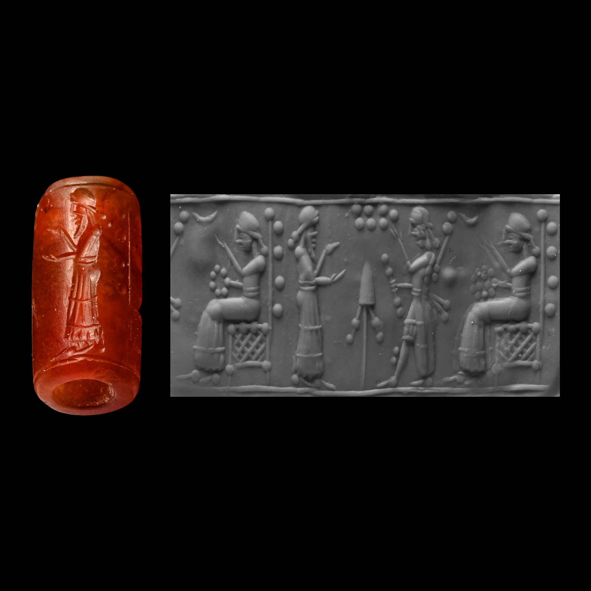 Western Asiatic Cylinder Seal with Throne Scene