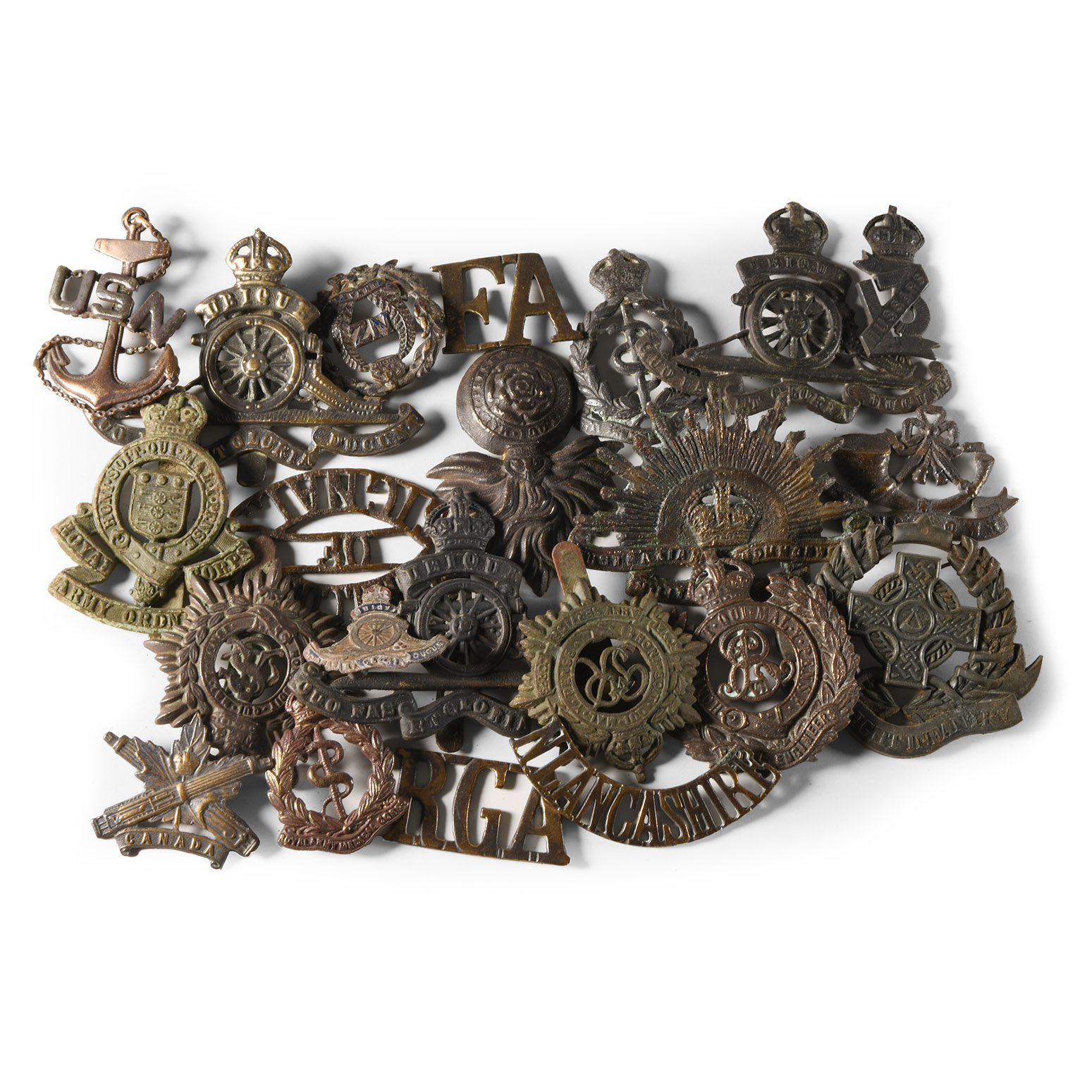 Post Medieval Bronze Cap and Other Military Badge Collection