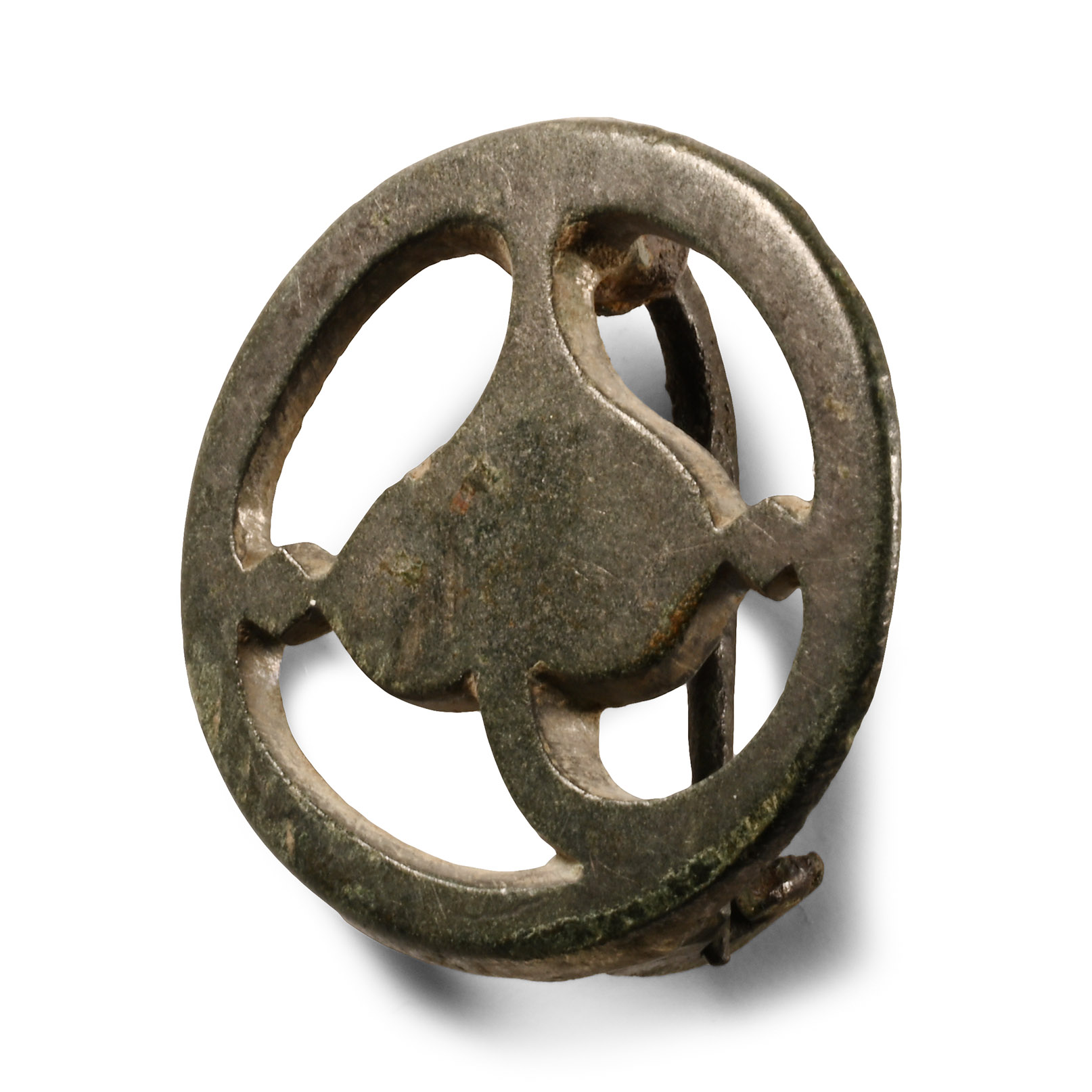 Roman Bronze Plate Brooch with Vine Leaf