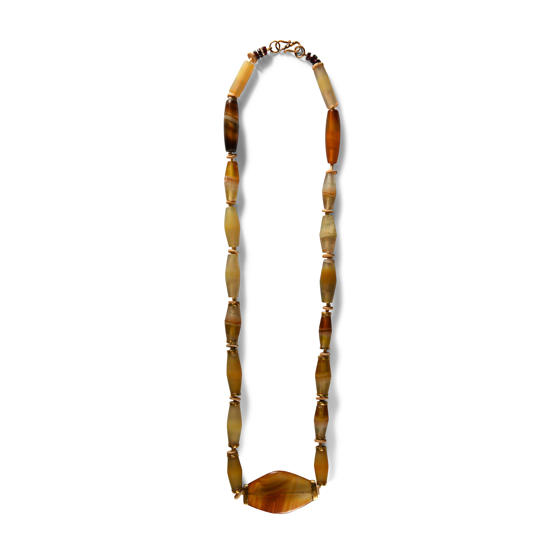 Bactrian Agate and Gold Bead Necklace